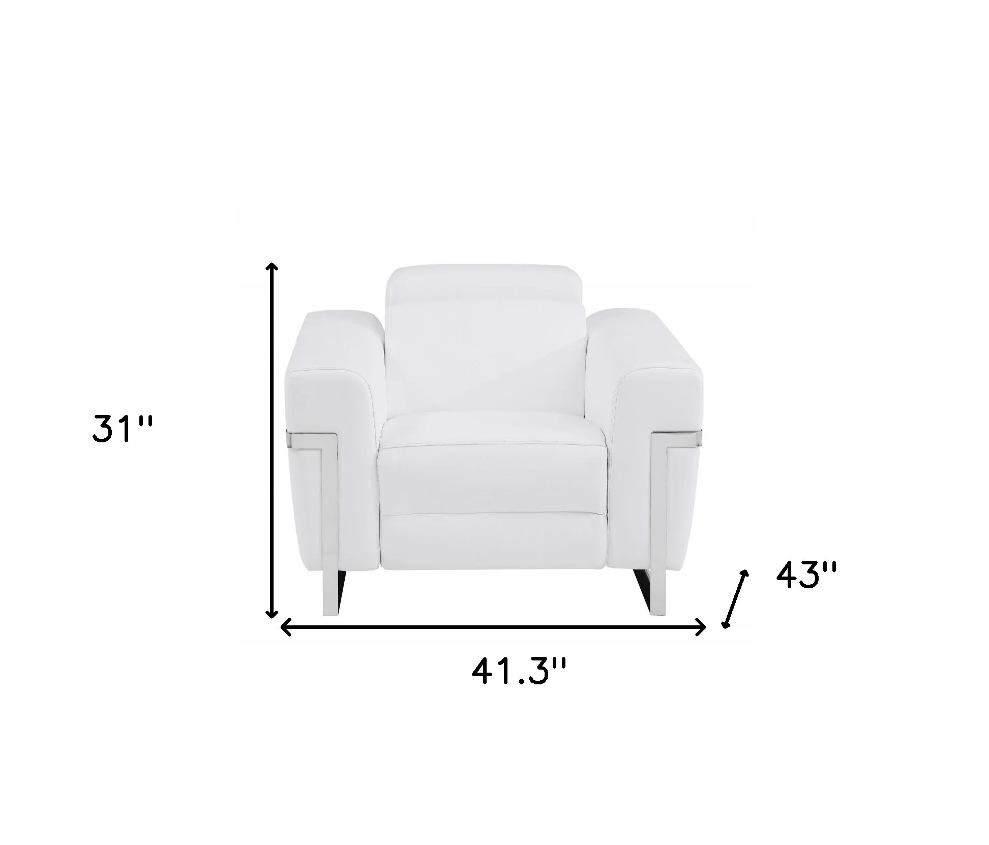 41" White Italian Leather Power Recliner Chair By Homeroots - Image 7