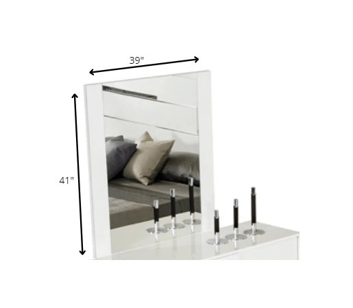 41" White MDF and Glass Mirror By Homeroots - Image 4