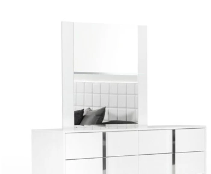 41" White MDF Glass and Veneer Mirror By Homeroots - Image 2