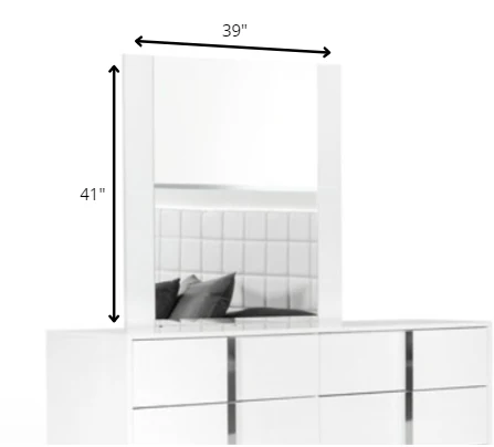 41" White MDF Glass and Veneer Mirror By Homeroots - Image 6