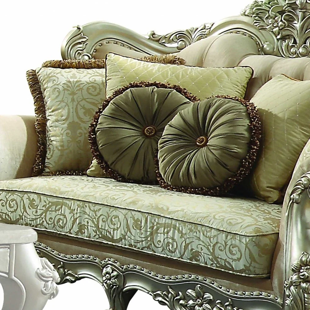 41" X 72" X 49" Fabric Champagne Upholstery Wood Legtrim Loveseat W5 Pillows By Homeroots - Image 2