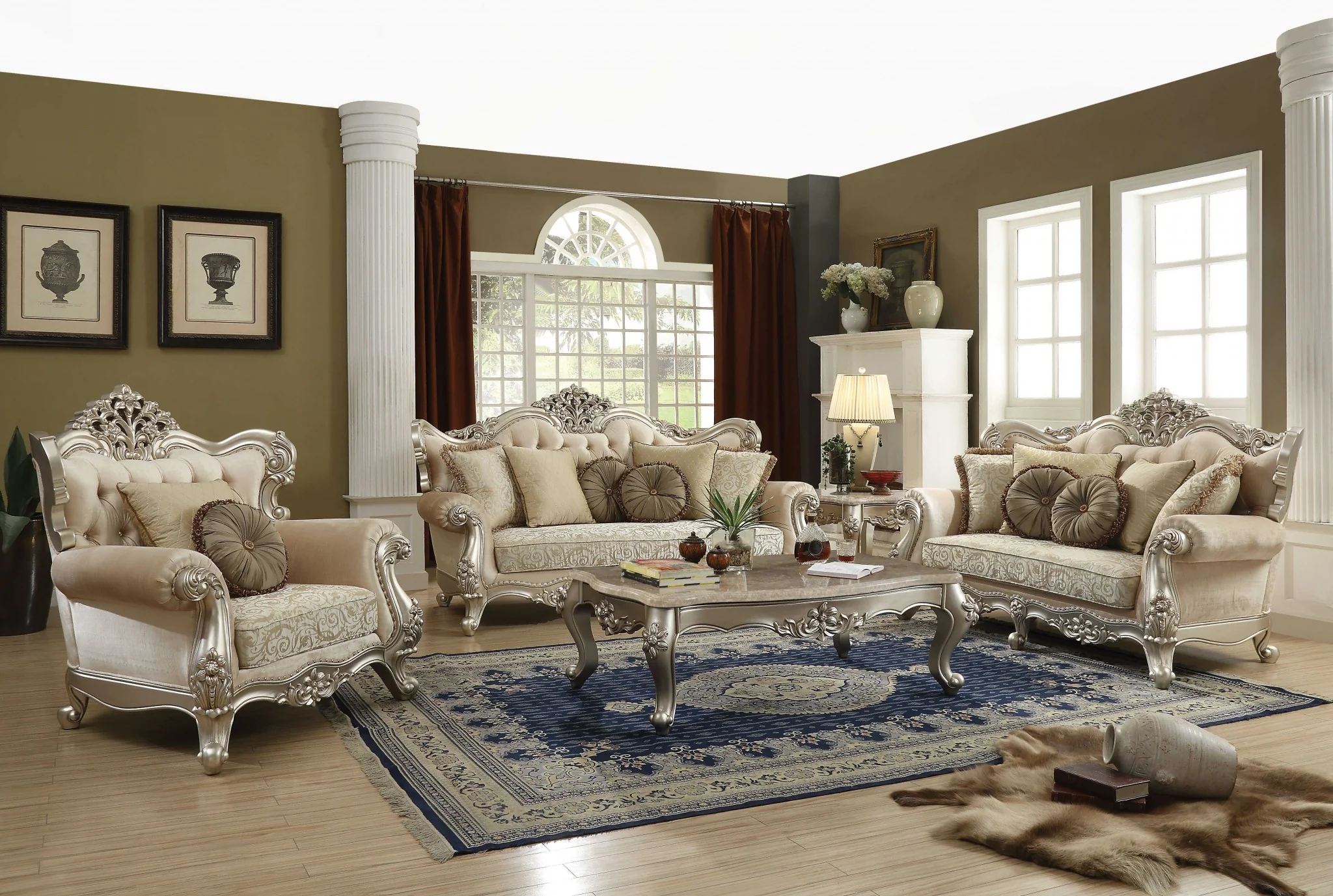 41" X 72" X 49" Fabric Champagne Upholstery Wood Legtrim Loveseat W5 Pillows By Homeroots - Image 3