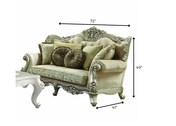 41" X 72" X 49" Fabric Champagne Upholstery Wood Legtrim Loveseat W5 Pillows By Homeroots - Image 4