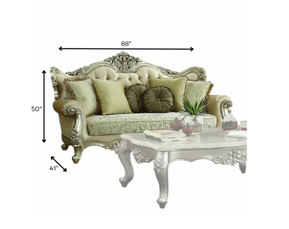 41" X 88" X 50" Fabric Champagne Upholstery Wood Legtrim Sofa W7 Pillows By Homeroots - Image 3