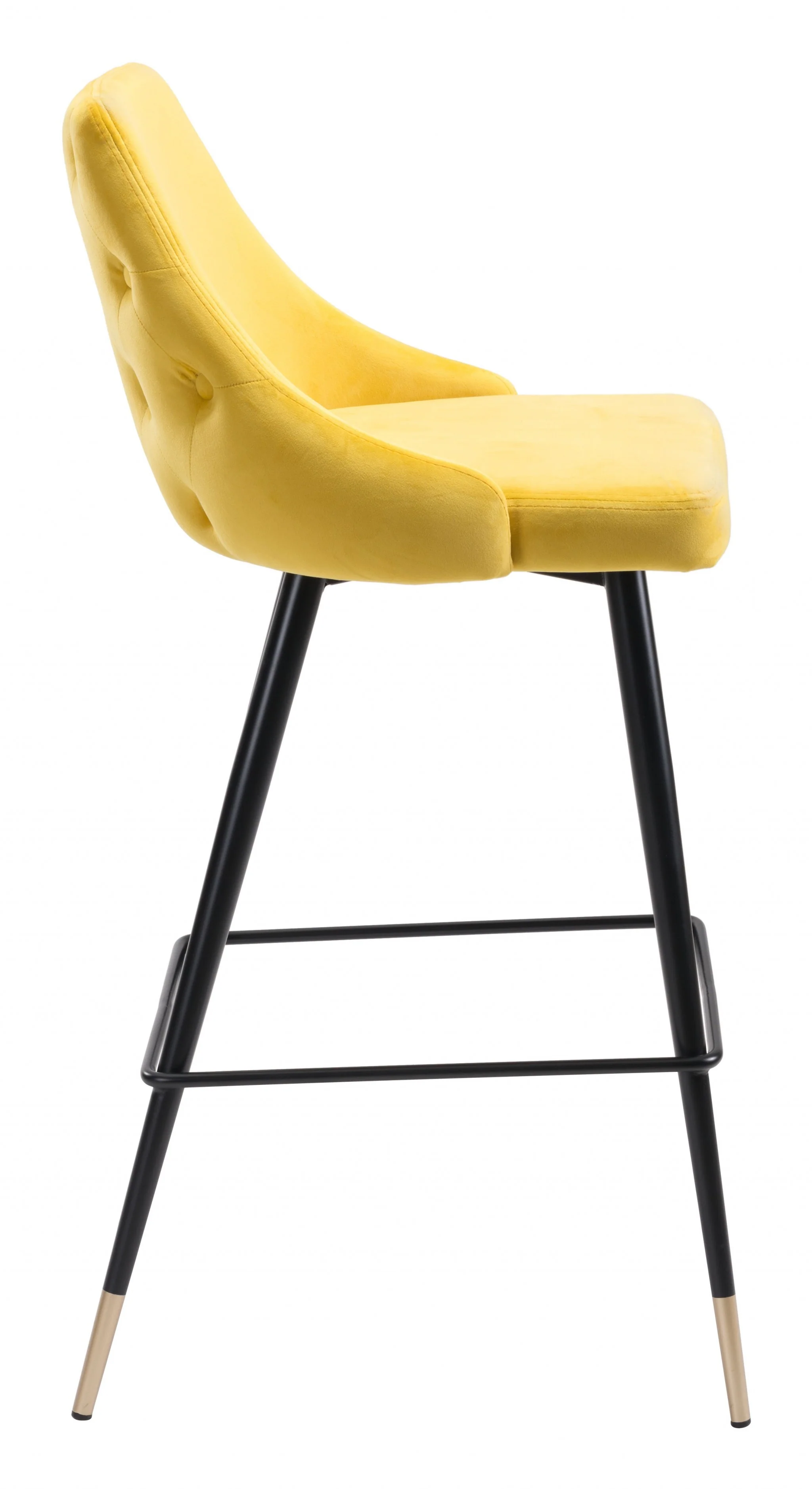 41" Yellow And Black Steel Low Back Bar Height Chair With Footrest By Homeroots - Image 2
