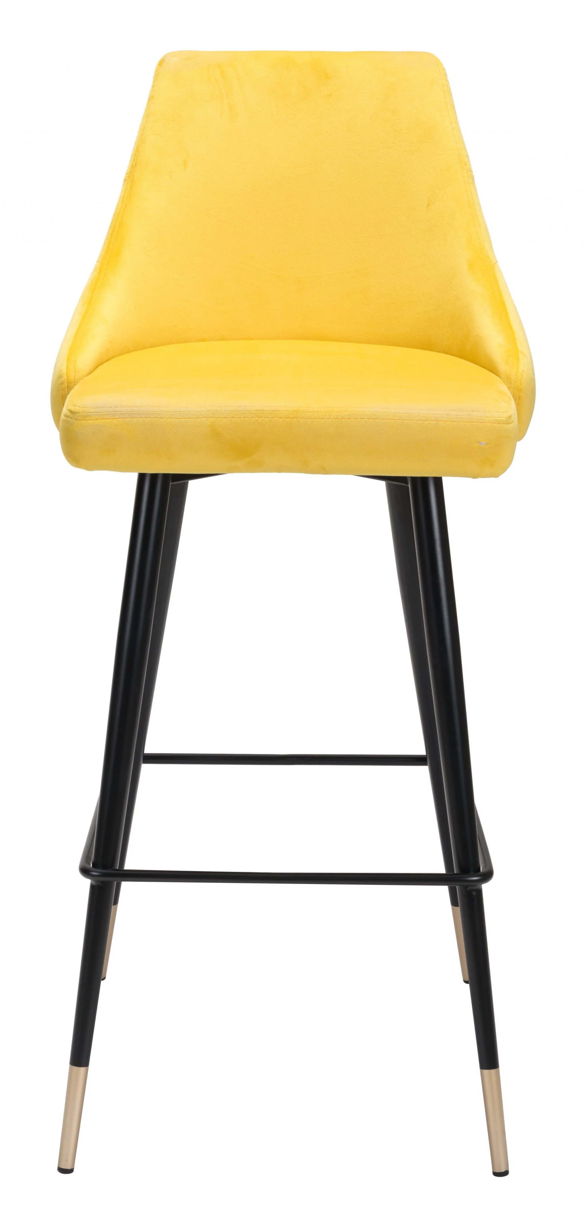 41" Yellow And Black Steel Low Back Bar Height Chair With Footrest By Homeroots - Image 3