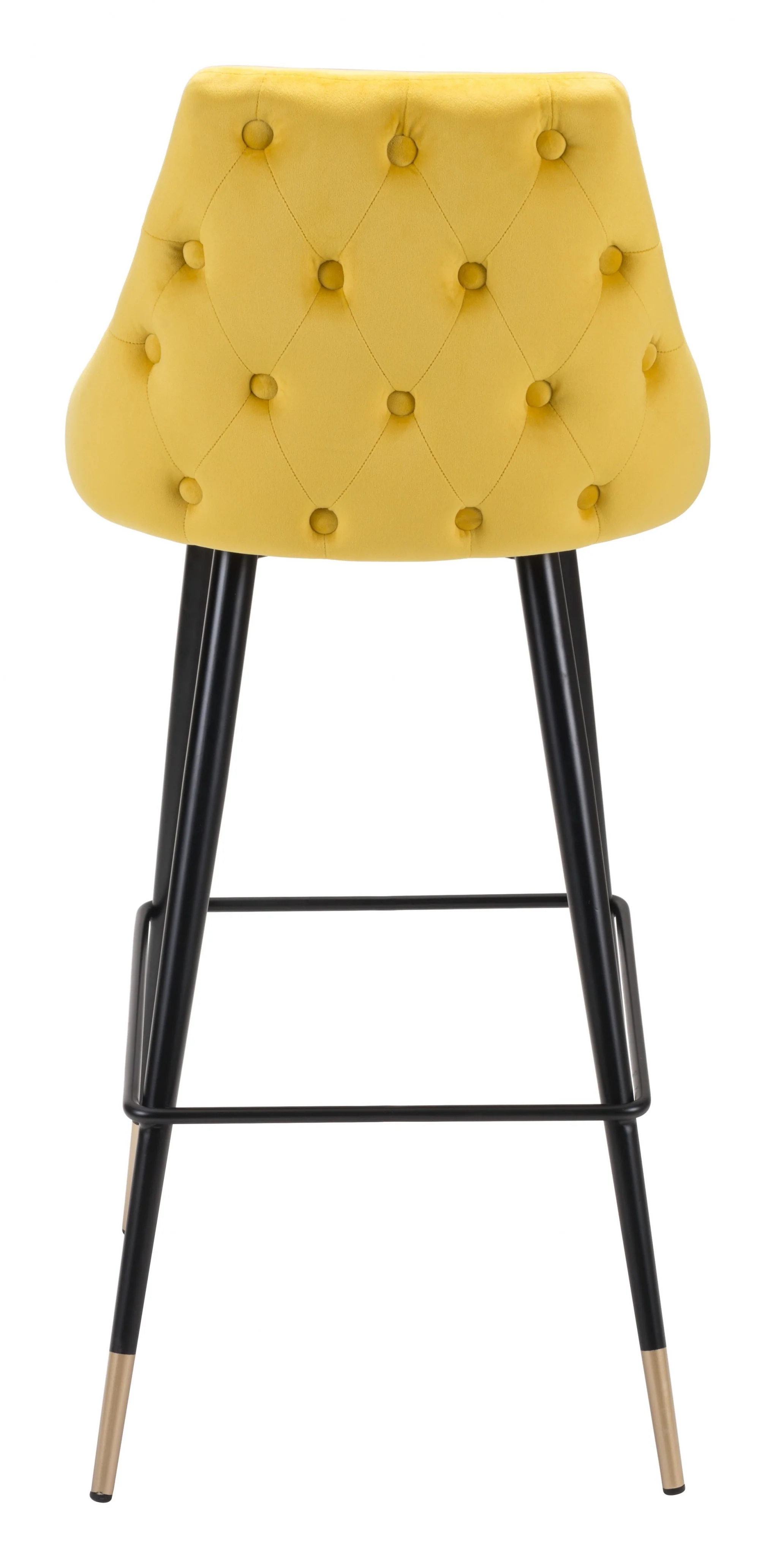 41" Yellow And Black Steel Low Back Bar Height Chair With Footrest By Homeroots - Image 4