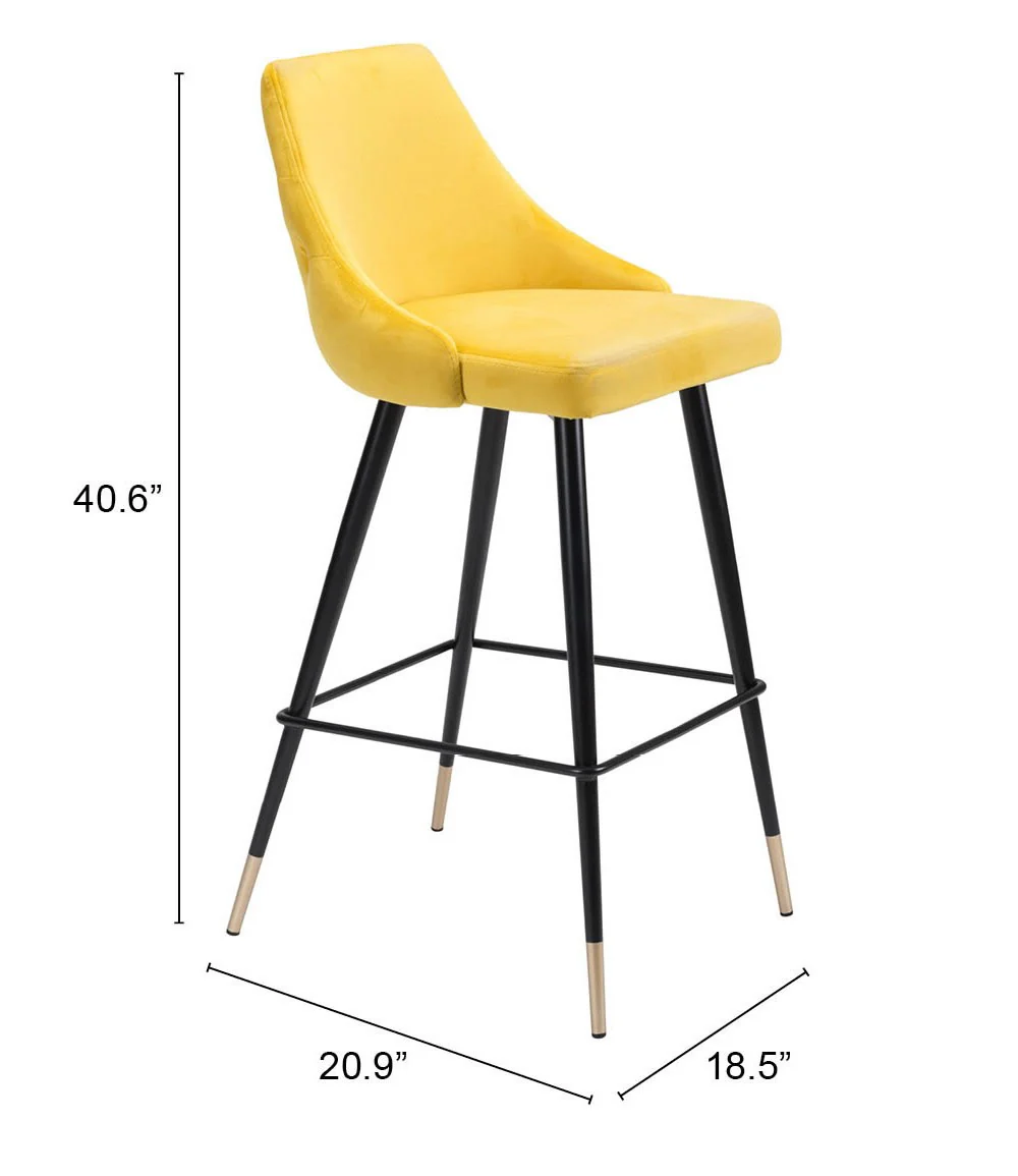 41" Yellow And Black Steel Low Back Bar Height Chair With Footrest By Homeroots - Image 7