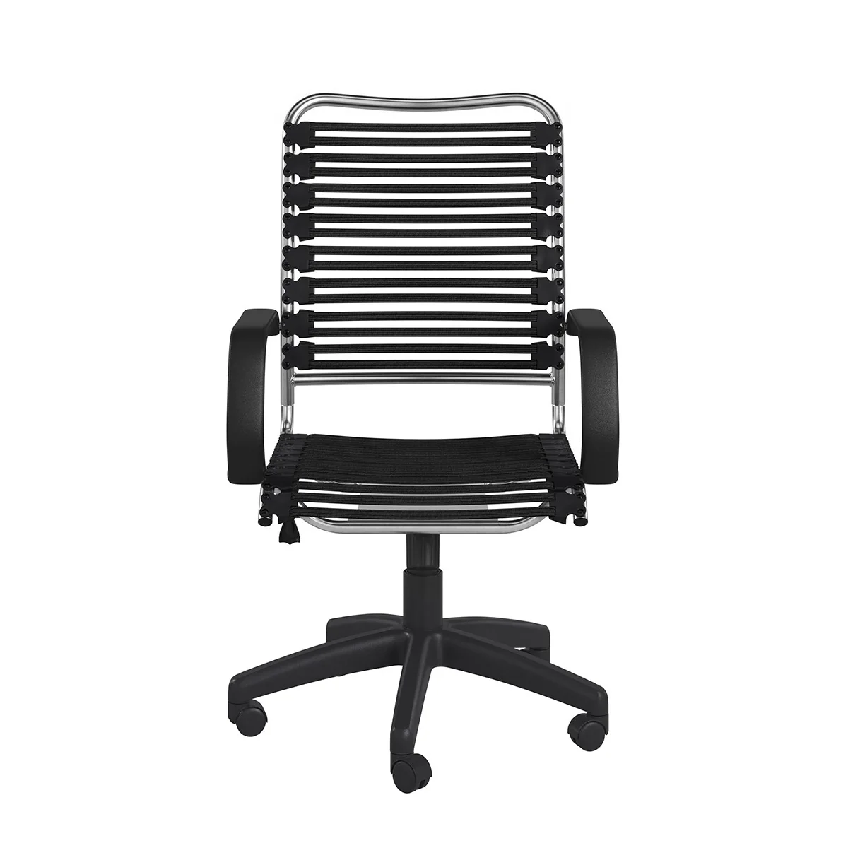 42" Black and Chrome Flat Bungee Cord High Back Office Chair By Homeroots - Image 2