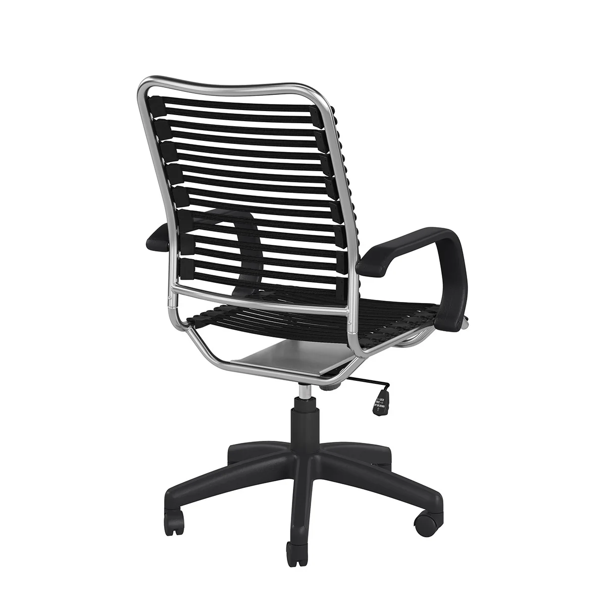 42" Black and Chrome Flat Bungee Cord High Back Office Chair By Homeroots - Image 5