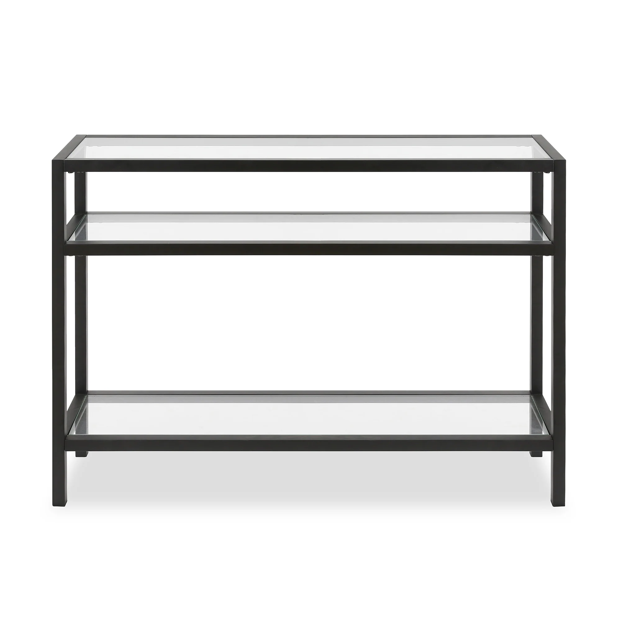42" Black and Glass Console Table With Storage By Homeroots - Image 2