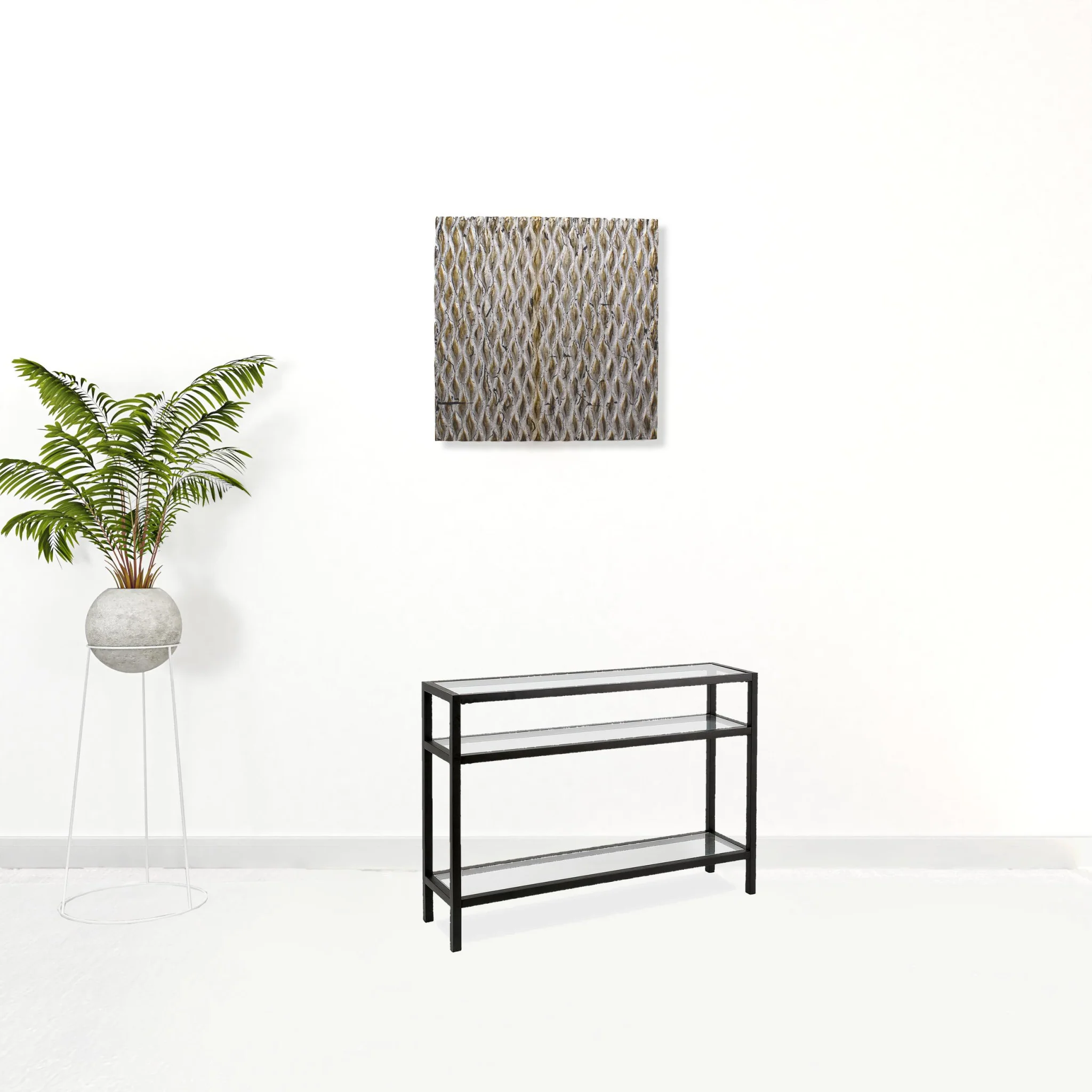 42" Black and Glass Console Table With Storage By Homeroots - Image 3