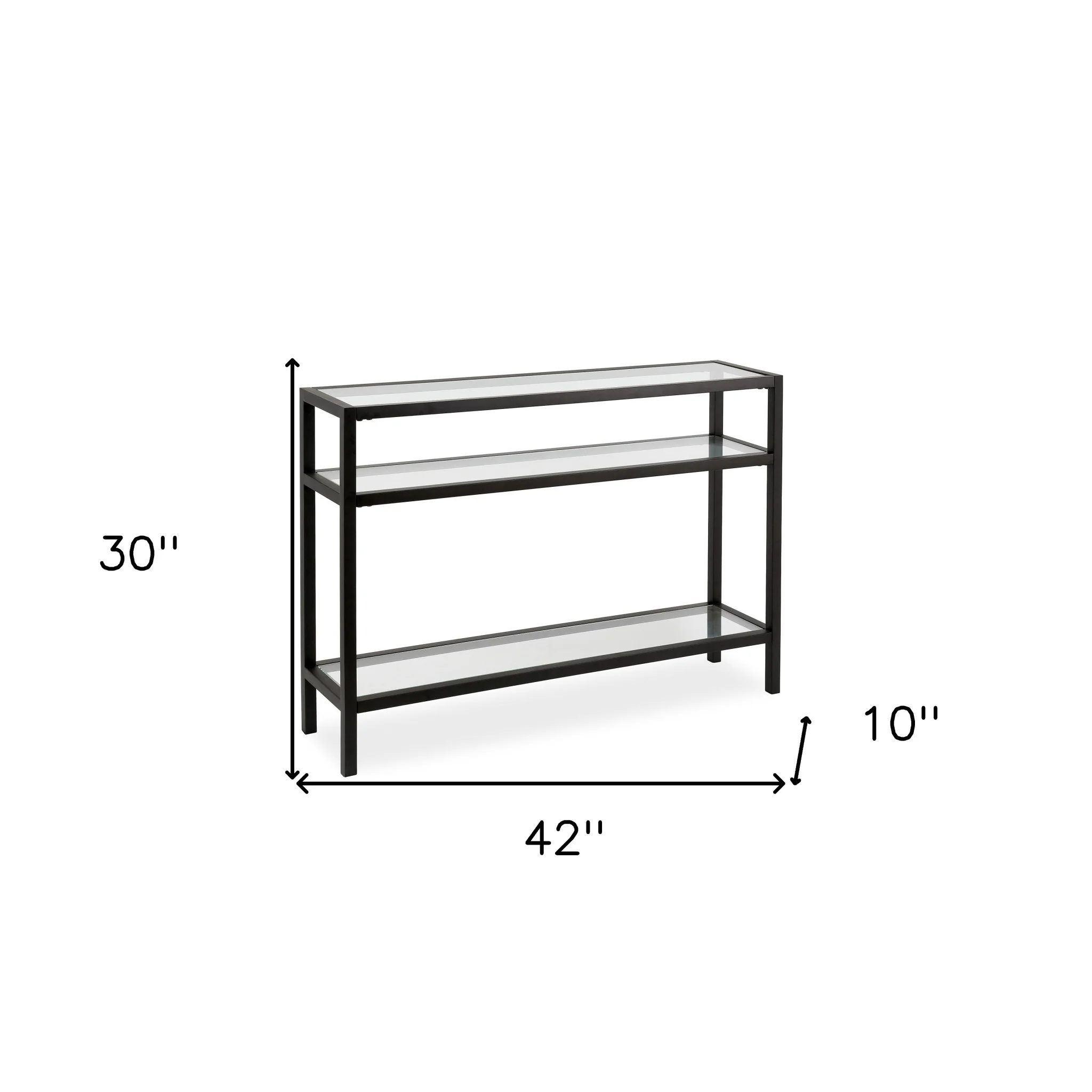 42" Black and Glass Console Table With Storage By Homeroots - Image 7