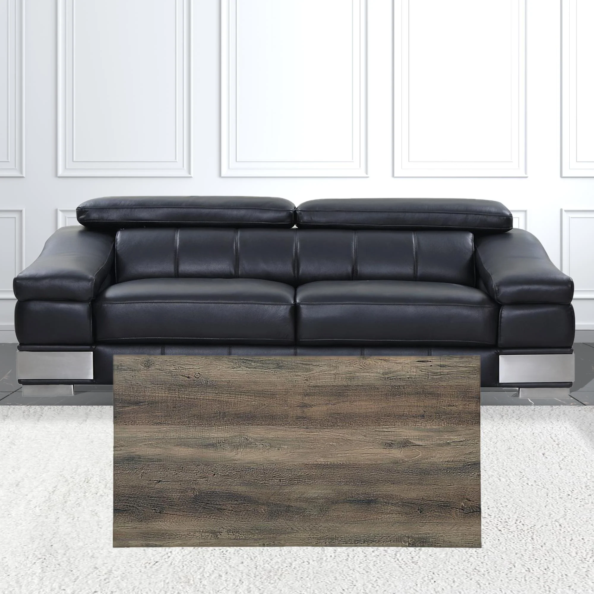 42" Black And Rustic Oak Rectangular Coffee Table With Two Shelves By Homeroots - Image 3