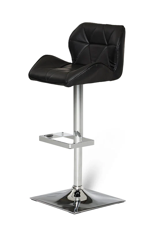 42' Black Eco Leather And Steel Bar Stool By Homeroots - Image 2