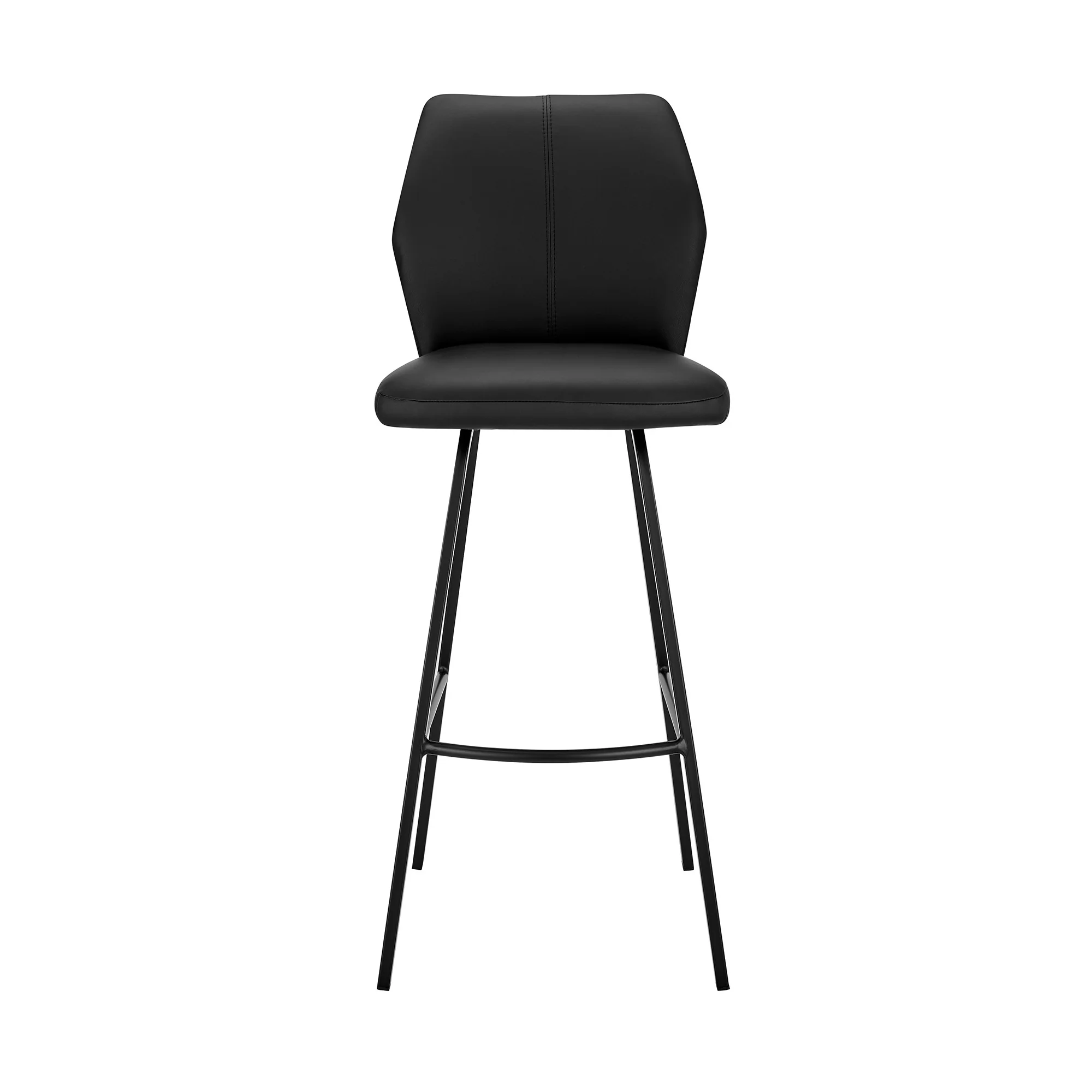 42" Black Faux Leather And Iron Bar Height Chair By Homeroots - Image 2