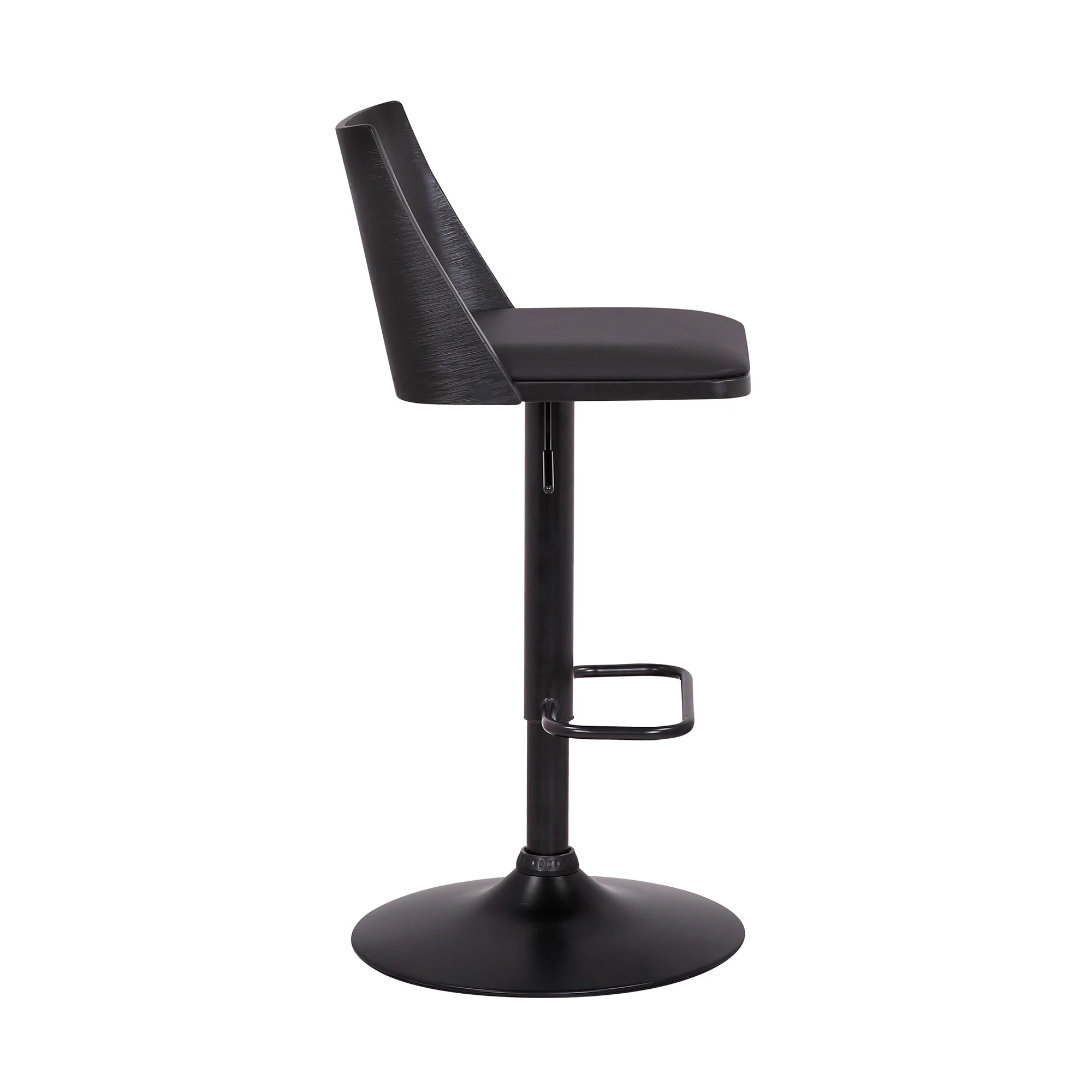 42" Black Faux Leather And Iron Swivel Adjustable Height Bar Chair By Homeroots - Image 3