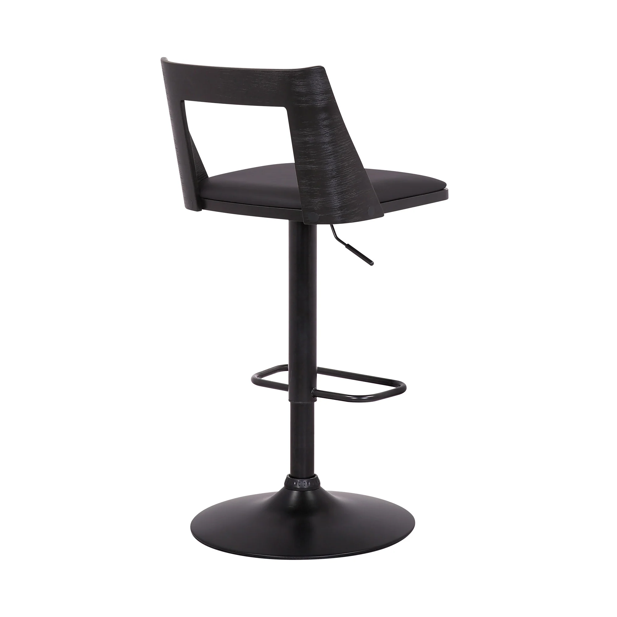 42" Black Faux Leather And Iron Swivel Adjustable Height Bar Chair By Homeroots - Image 5
