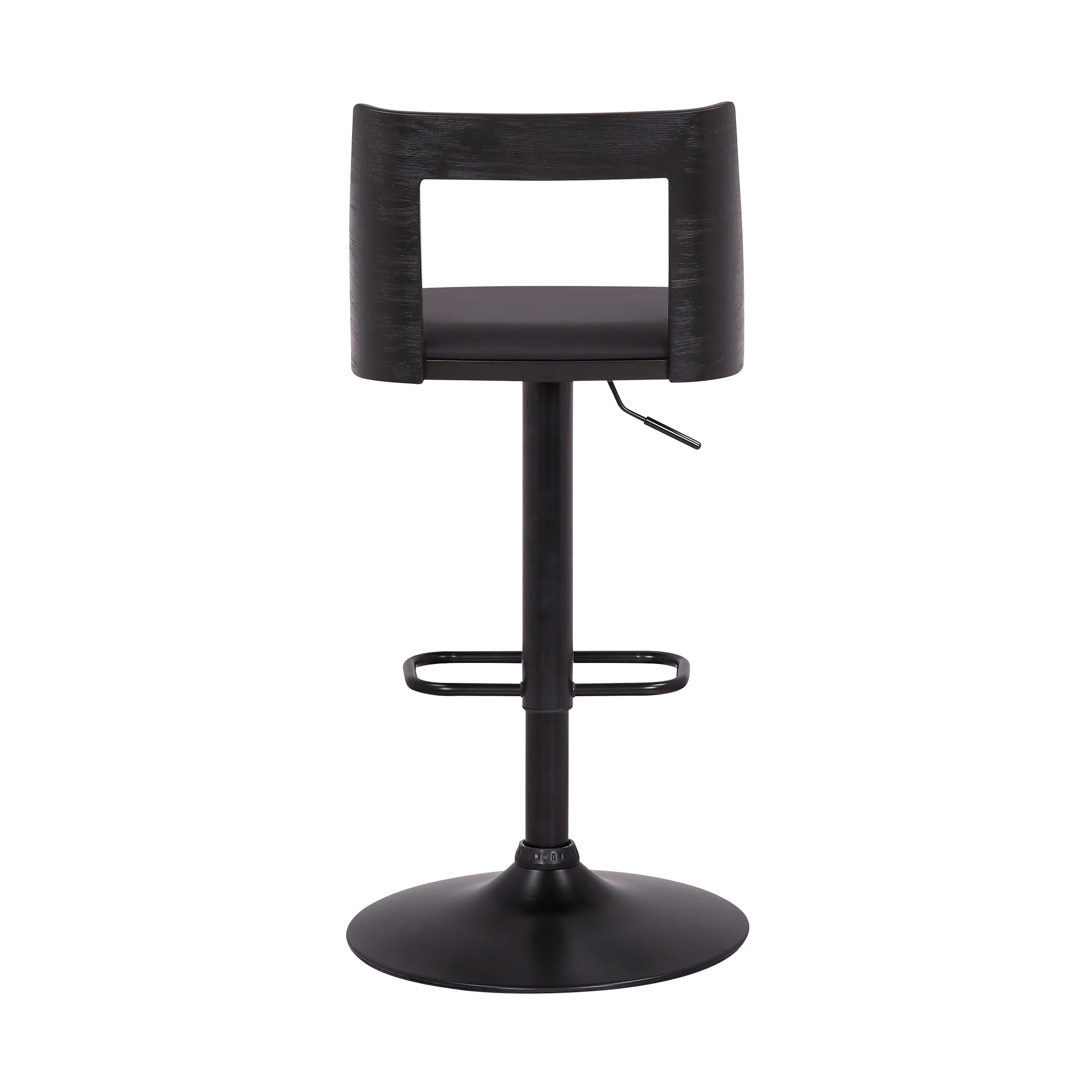 42" Black Faux Leather And Iron Swivel Adjustable Height Bar Chair By Homeroots - Image 6