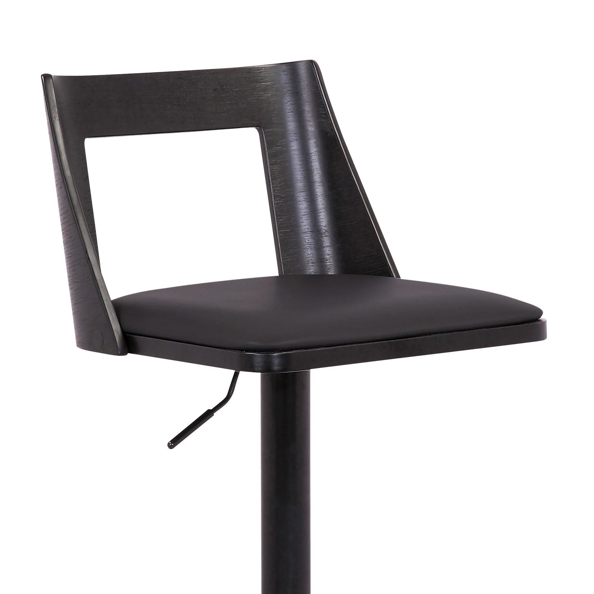42" Black Faux Leather And Iron Swivel Adjustable Height Bar Chair By Homeroots - Image 7