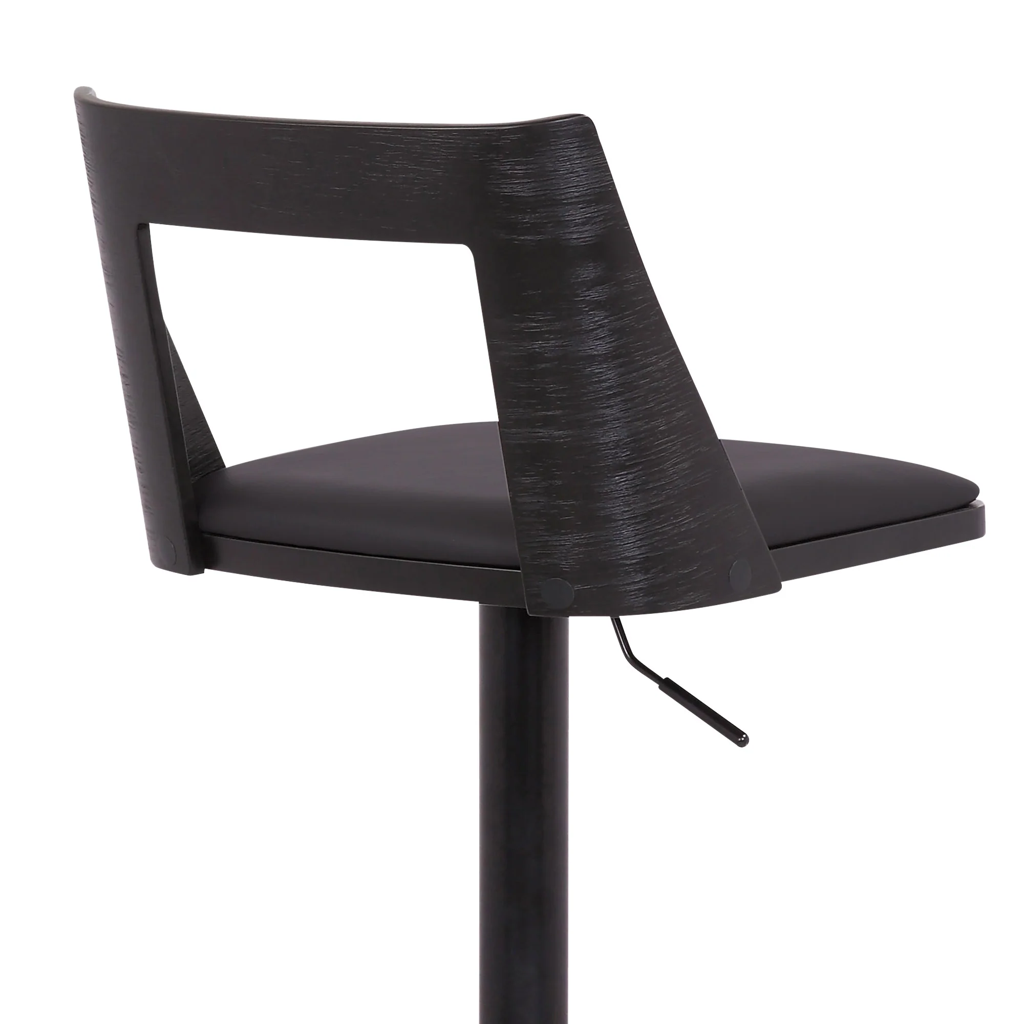 42" Black Faux Leather And Iron Swivel Adjustable Height Bar Chair By Homeroots - Image 8