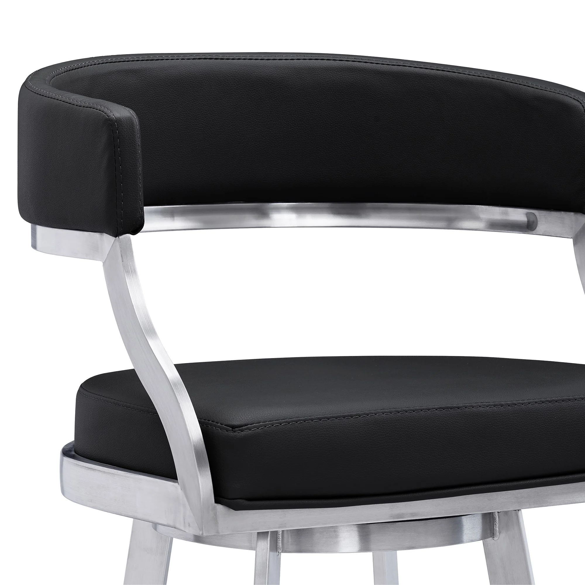 42" Black Faux Leather And Iron Swivel Bar Height Chair By Homeroots - Image 5