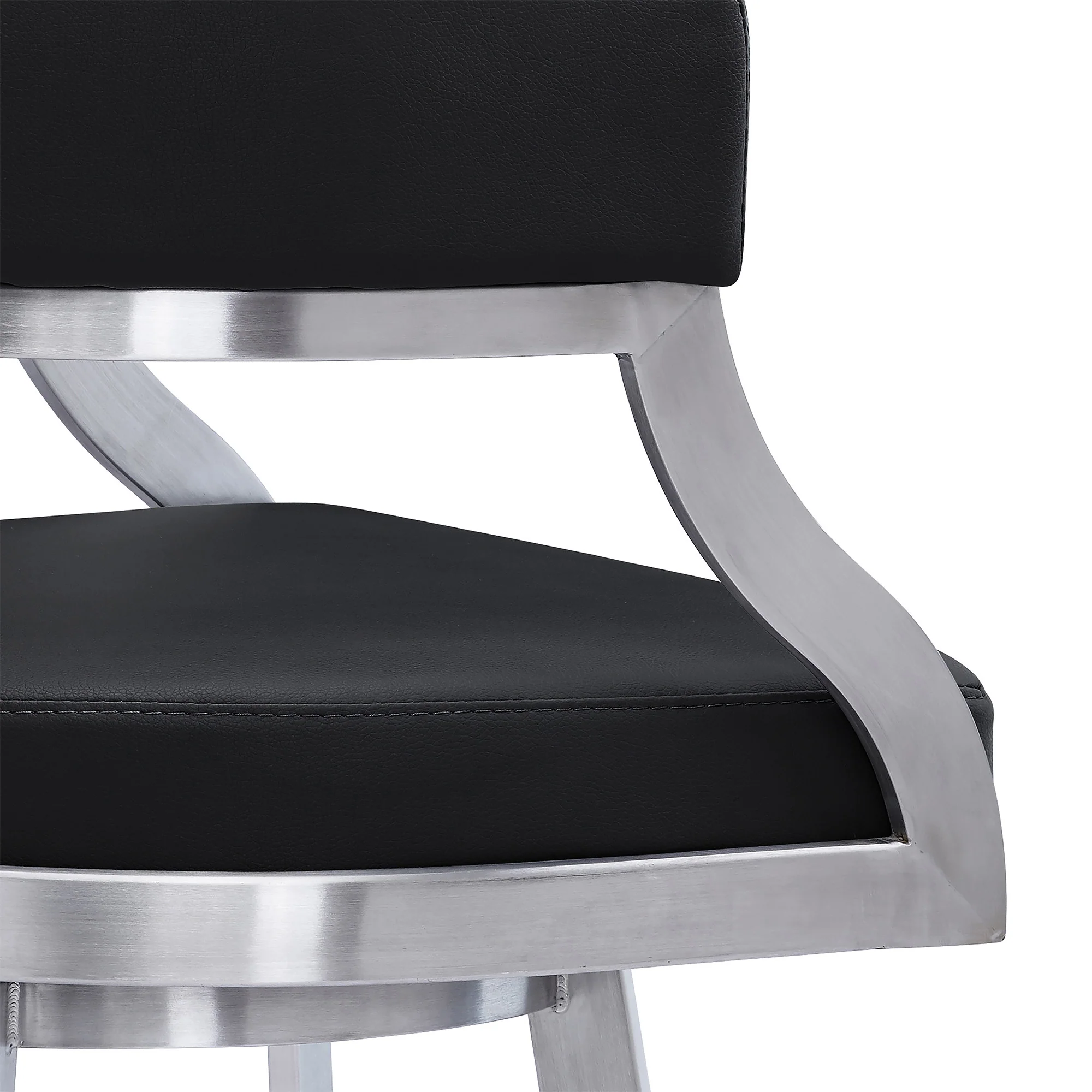 42" Black Faux Leather And Iron Swivel Bar Height Chair By Homeroots - Image 7