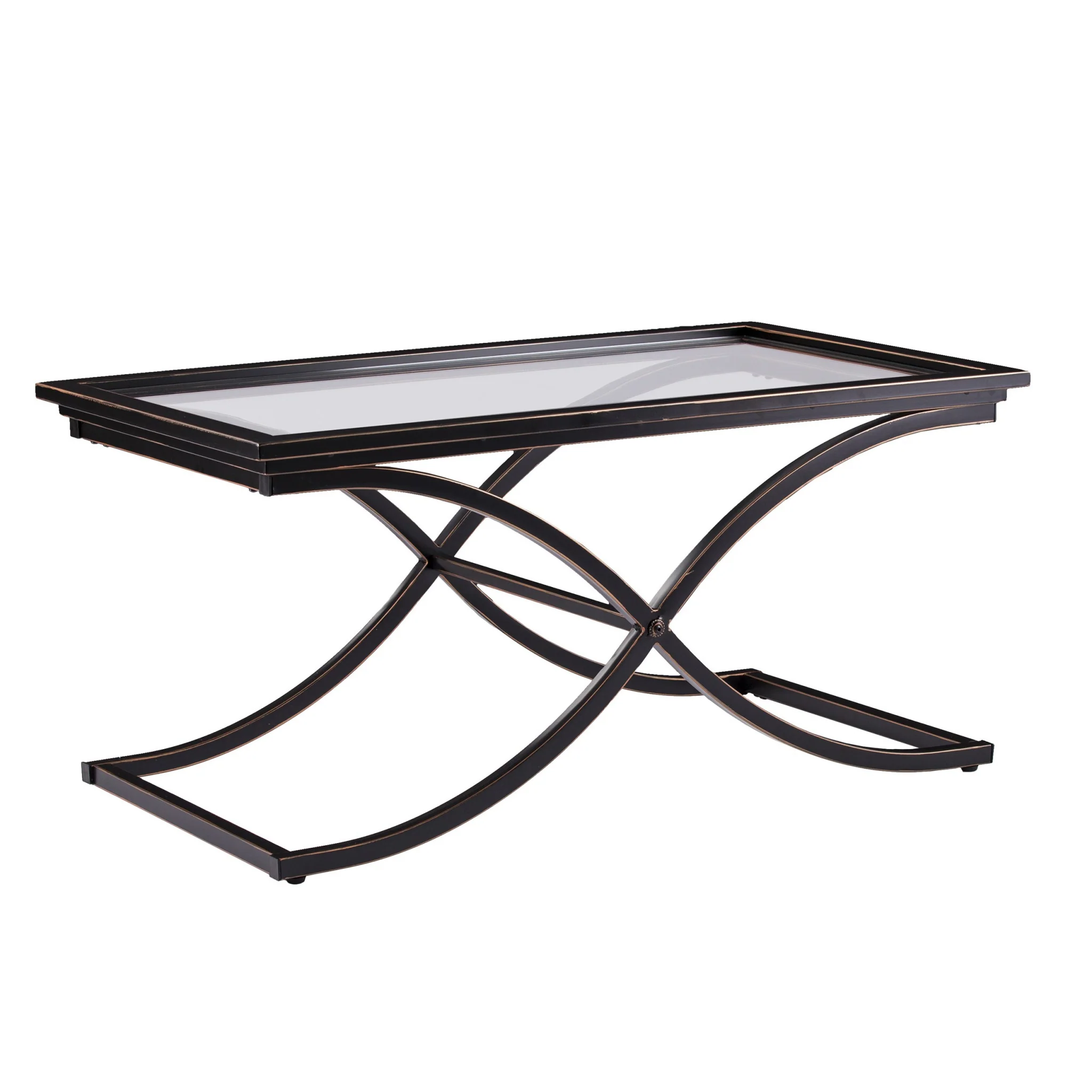 42" Black Glass And Metal Rectangular Coffee Table By Homeroots - 402094 - Image 3