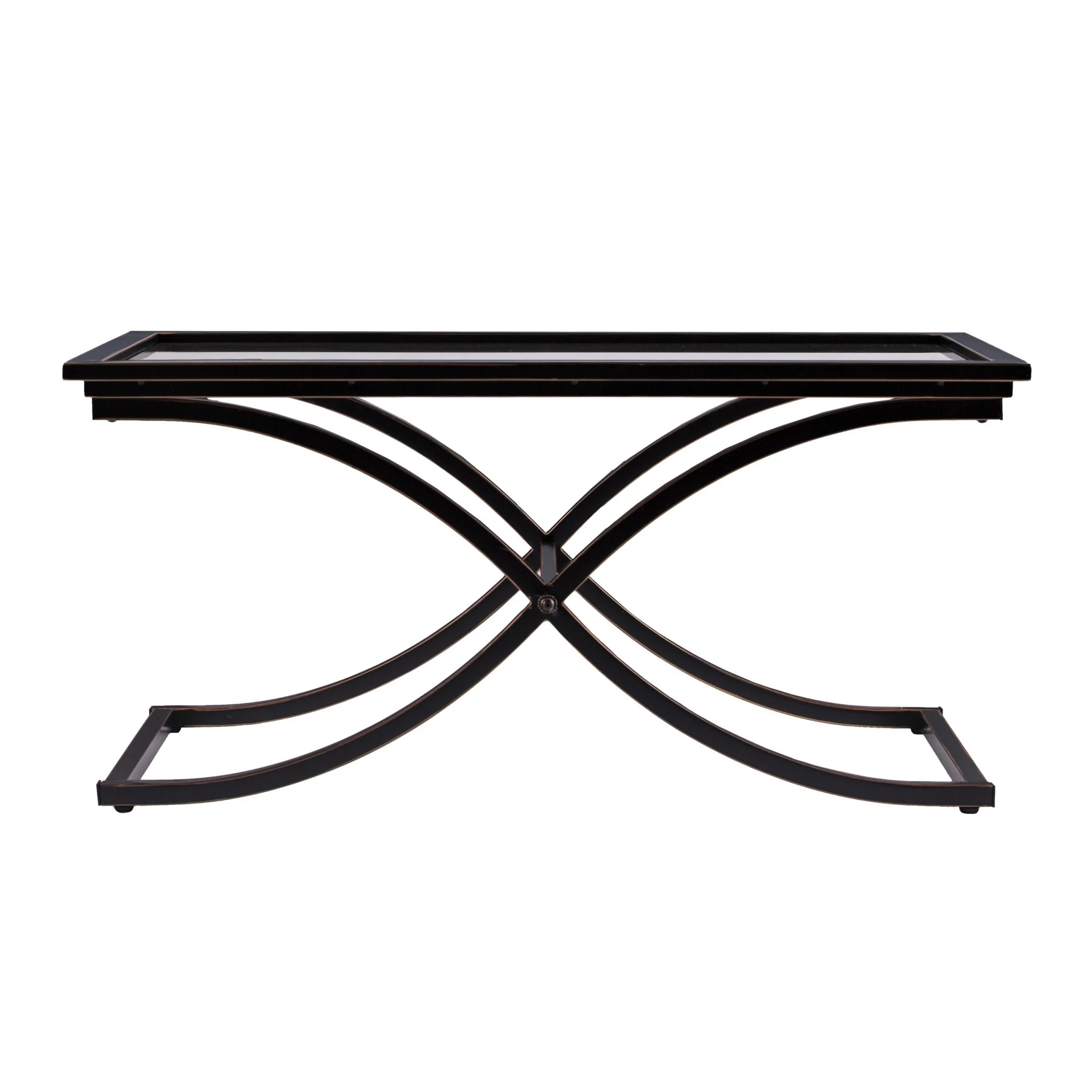 42" Black Glass And Metal Rectangular Coffee Table By Homeroots - 402094 - Image 6