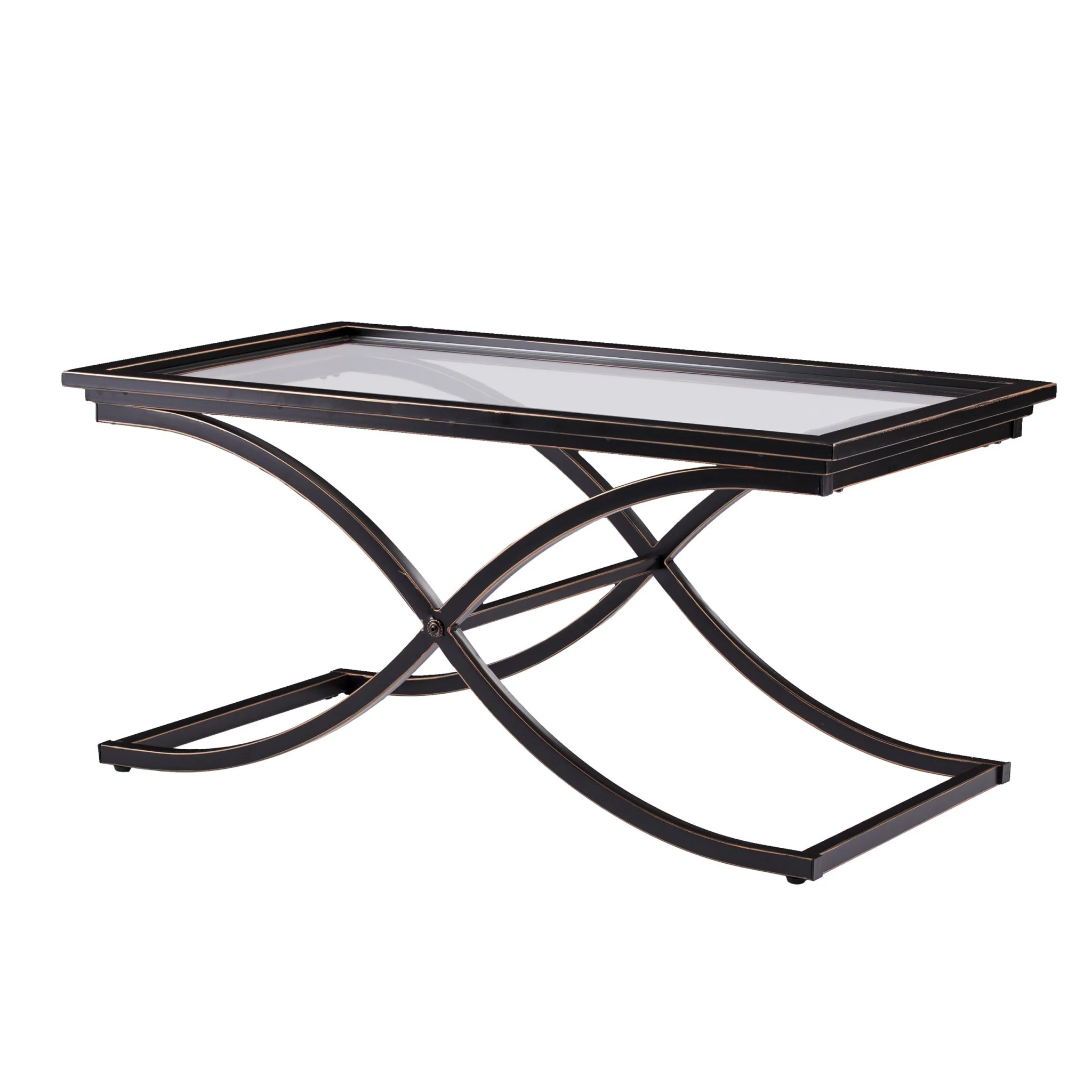 42" Black Glass And Metal Rectangular Coffee Table By Homeroots - 402094 - Image 7