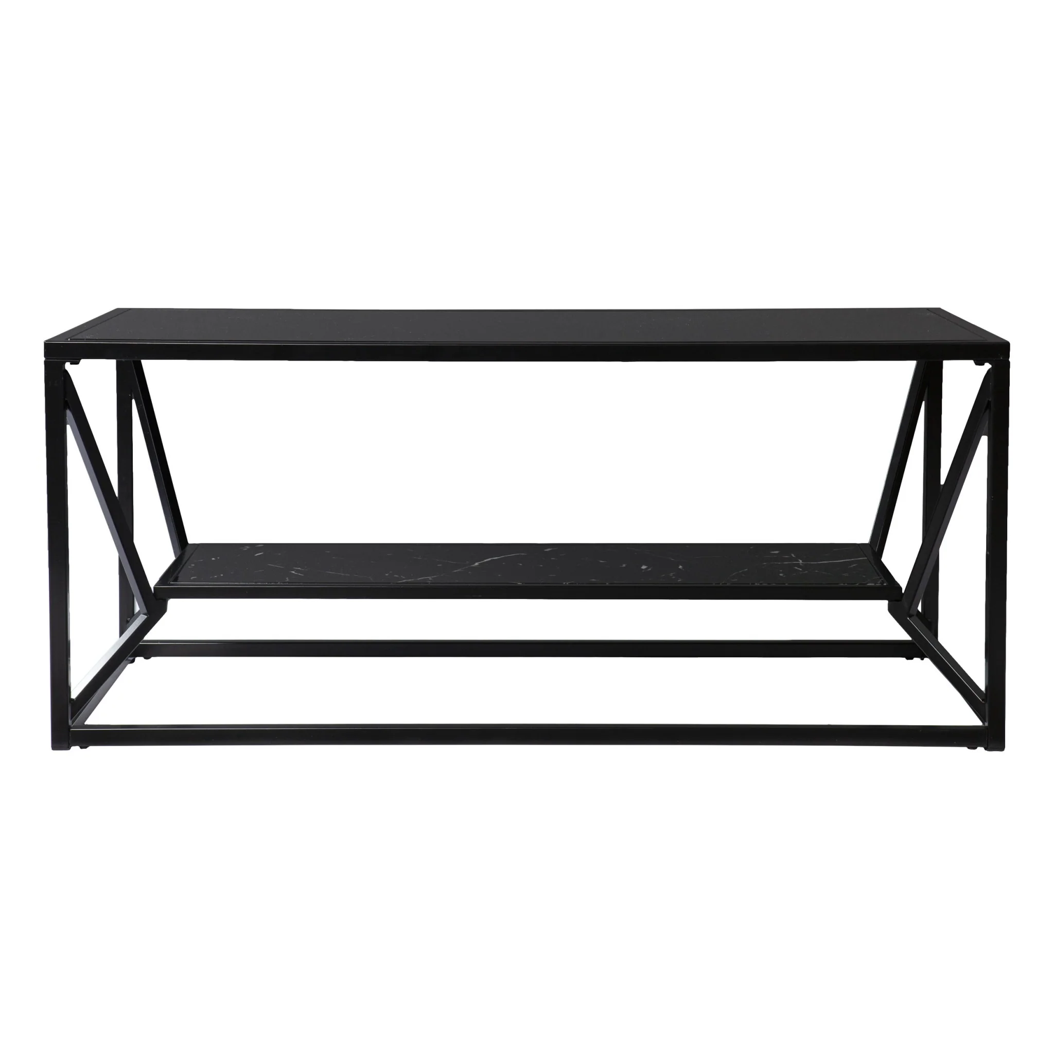 42" Black Glass And Metal Rectangular Coffee Table By Homeroots - 402121 - Image 2