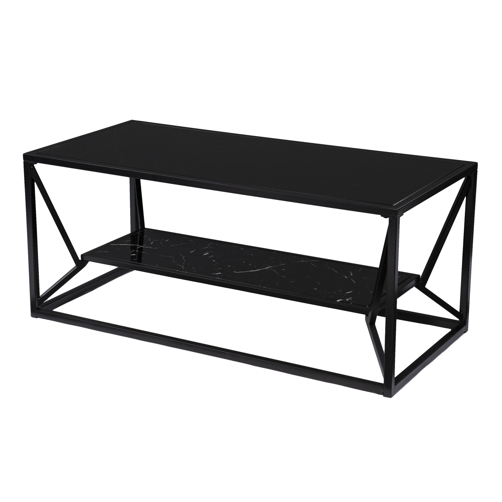 42" Black Glass And Metal Rectangular Coffee Table By Homeroots - 402121 - Image 3
