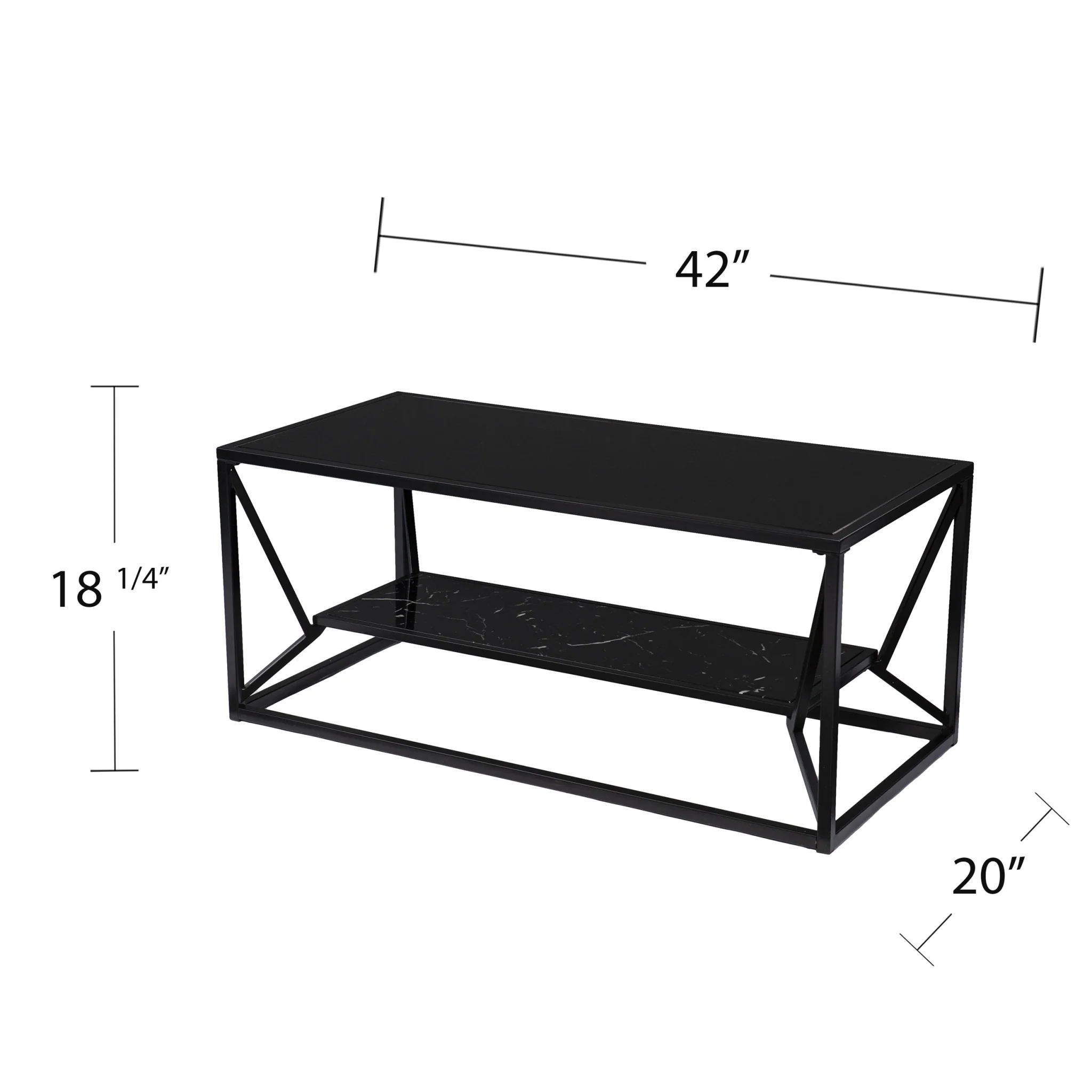 42" Black Glass And Metal Rectangular Coffee Table By Homeroots - 402121 - Image 6