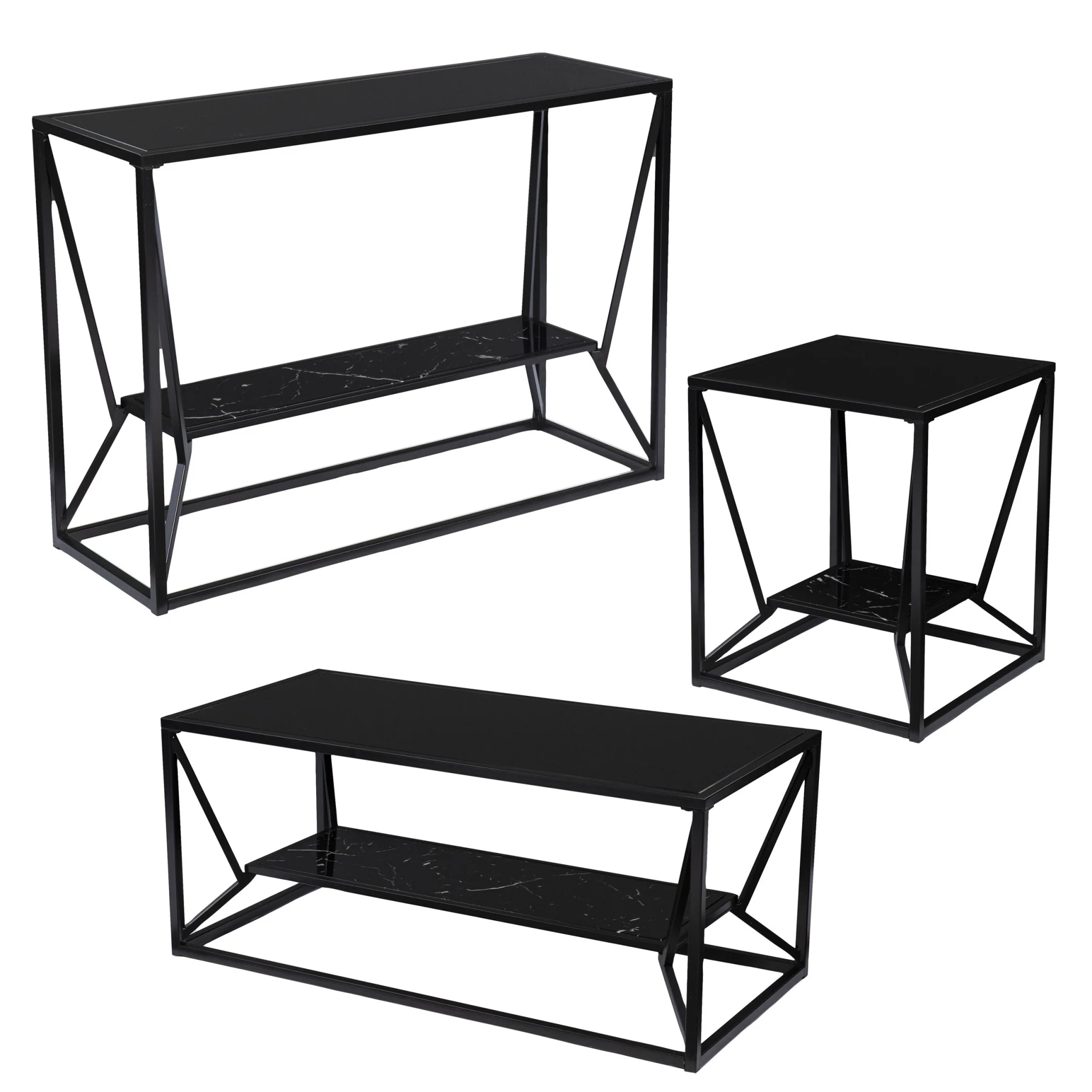 42" Black Glass And Metal Rectangular Coffee Table By Homeroots - 402121 - Image 7
