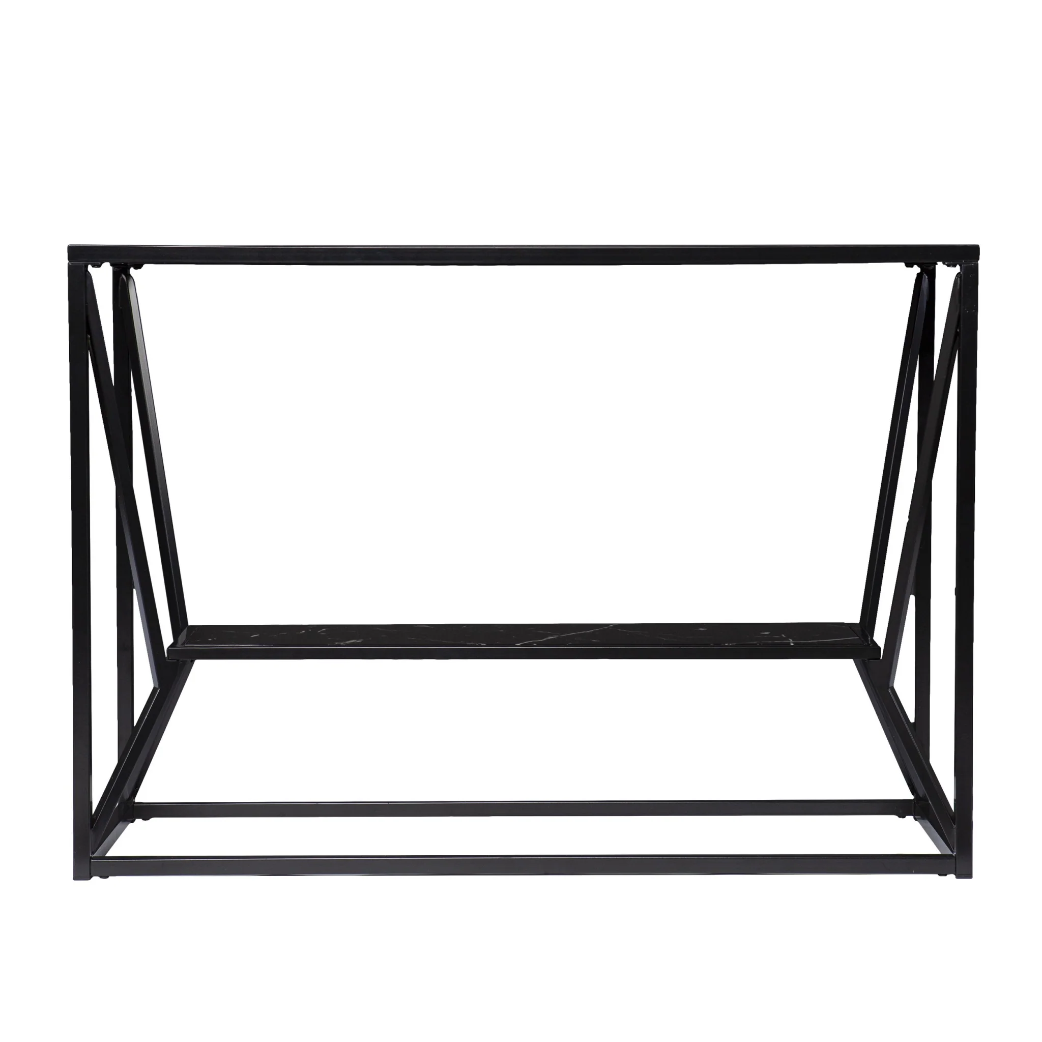 42" Black Glass Frame Console Table With Storage By Homeroots - Image 2