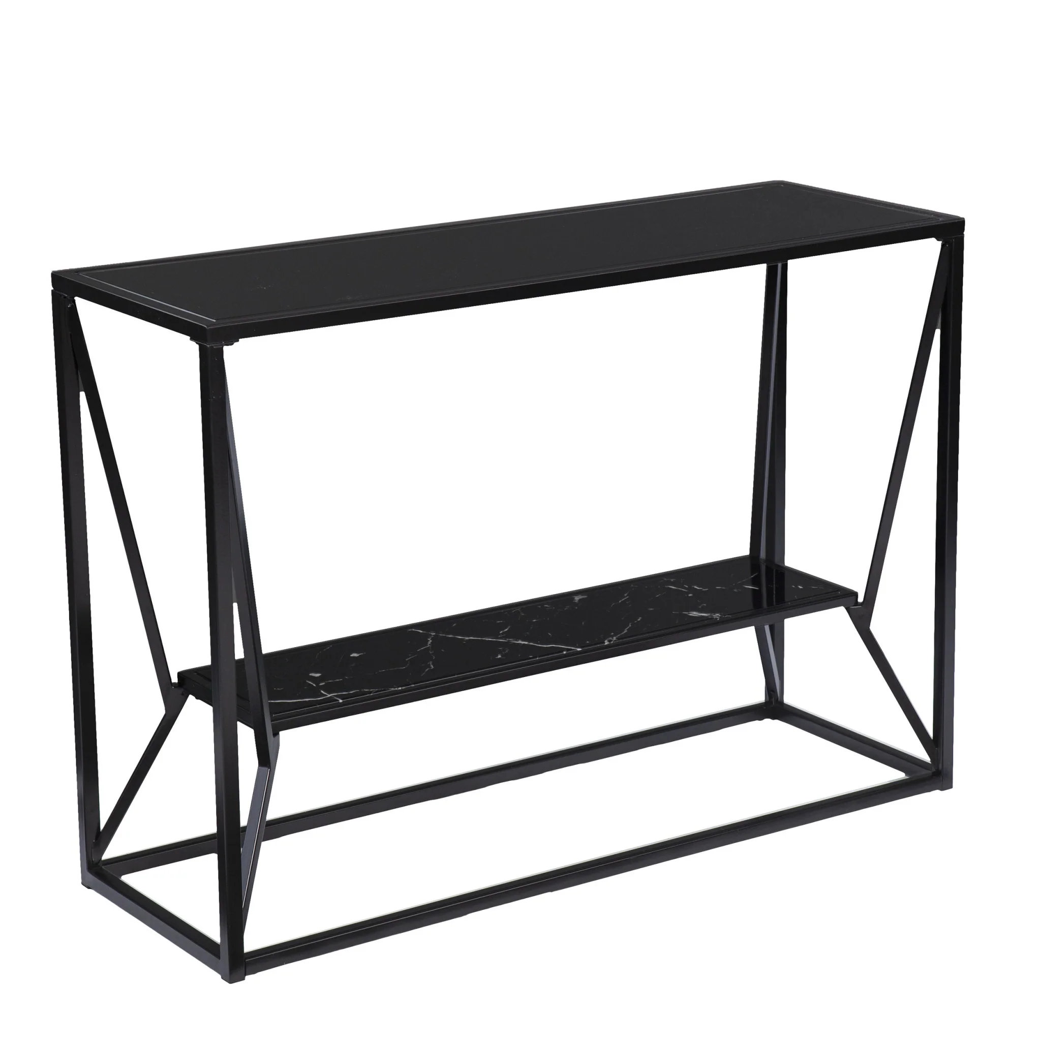 42" Black Glass Frame Console Table With Storage By Homeroots - Image 3