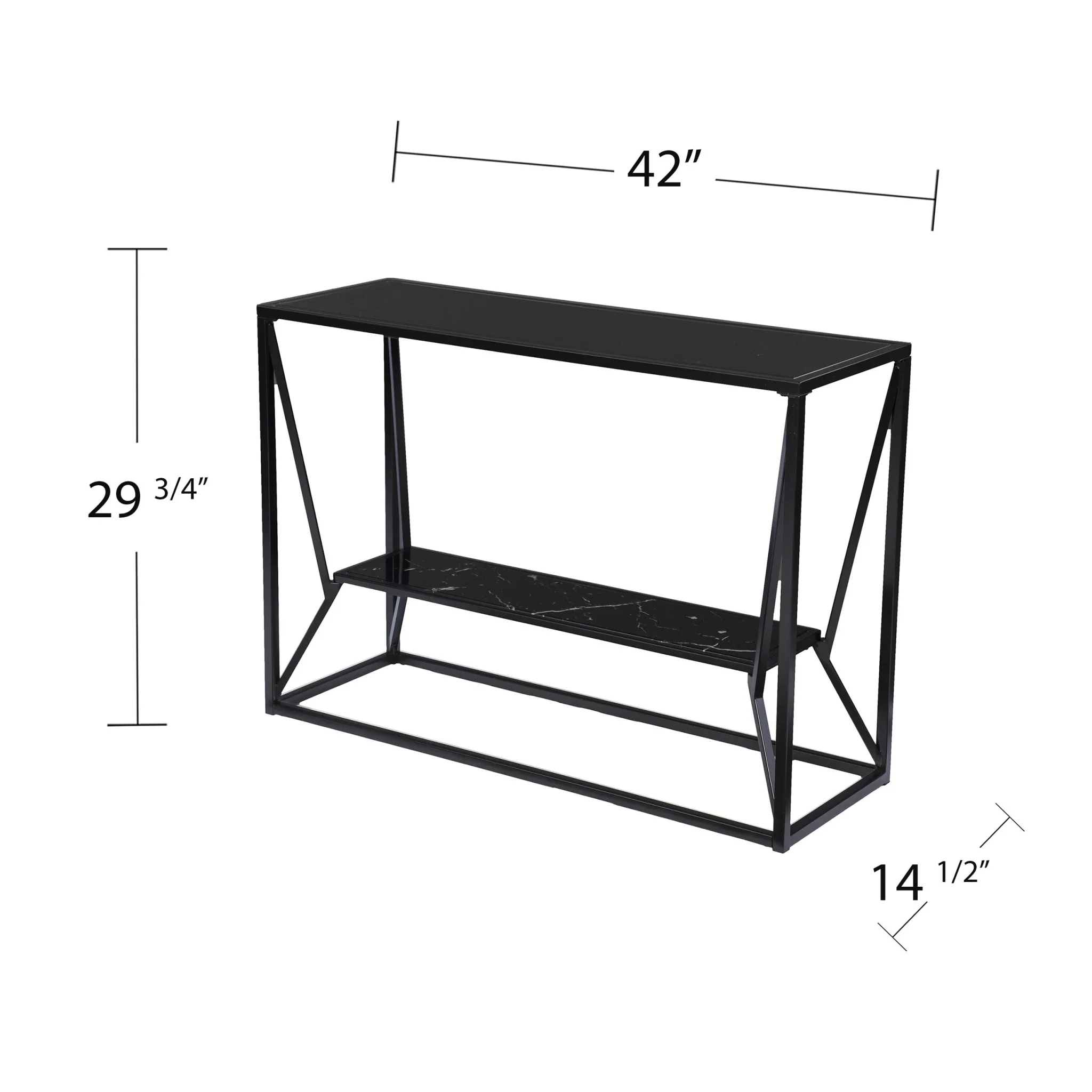 42" Black Glass Frame Console Table With Storage By Homeroots - Image 7