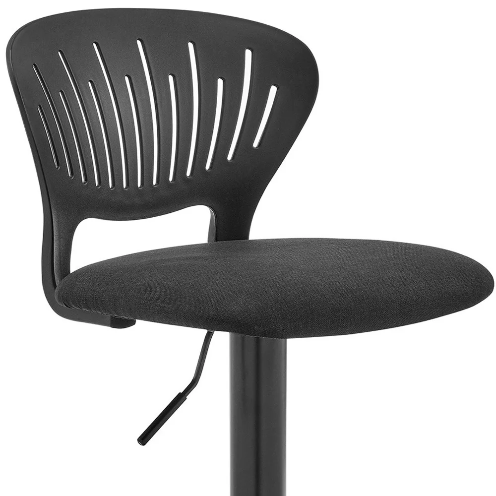 42" Black Iron Swivel Adjustable Height Bar Chair By Homeroots - Image 2