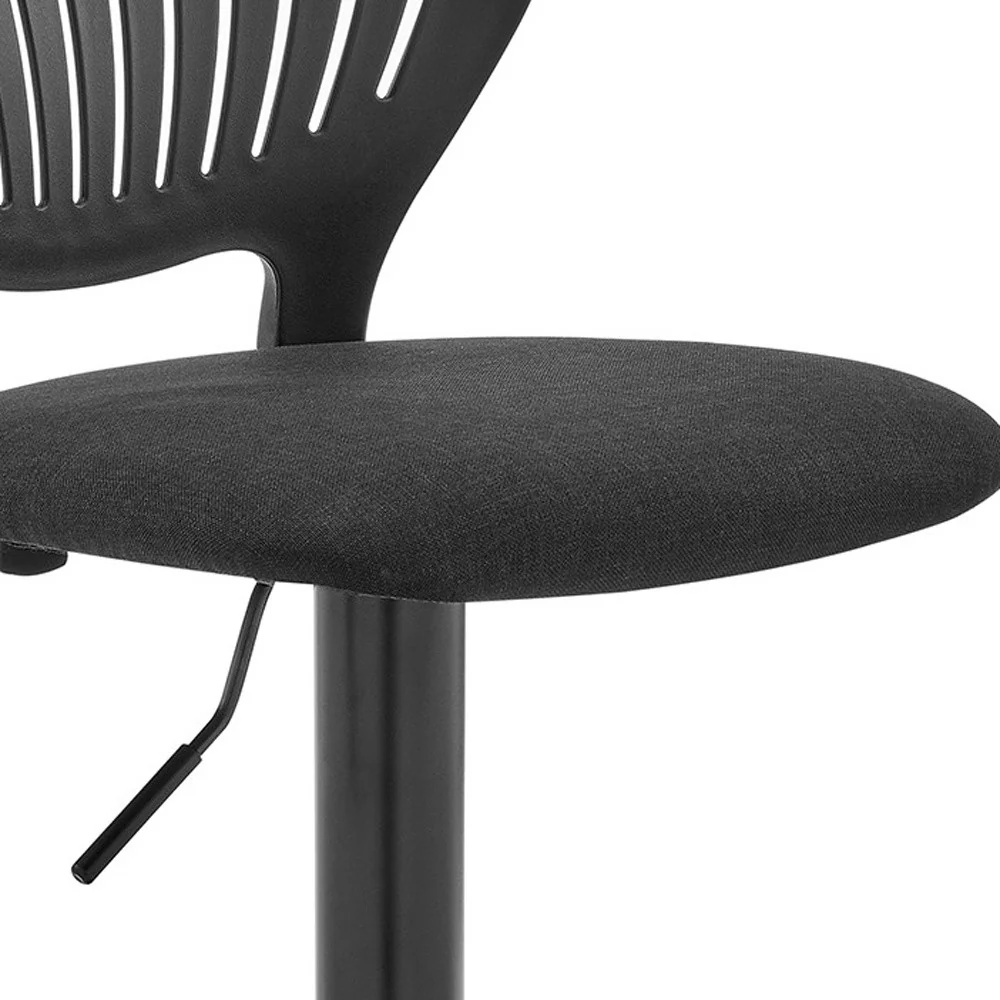 42" Black Iron Swivel Adjustable Height Bar Chair By Homeroots - Image 4
