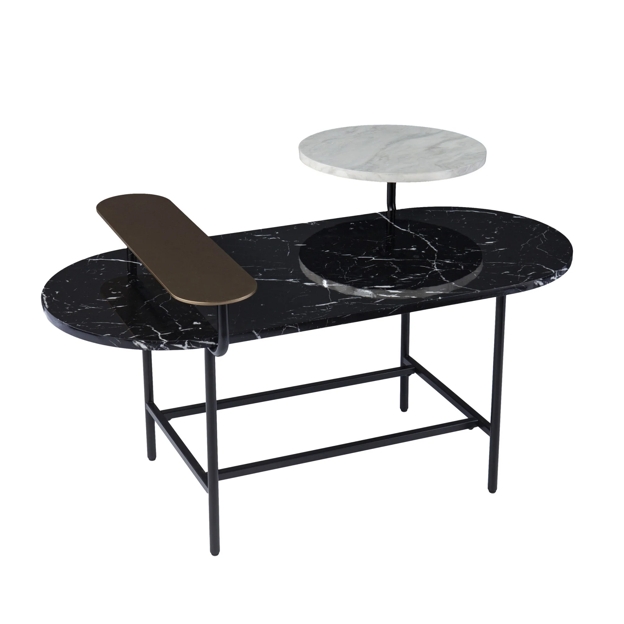42" Black Manufactured Wood And Metal Free Form Coffee Table By Homeroots - Image 3