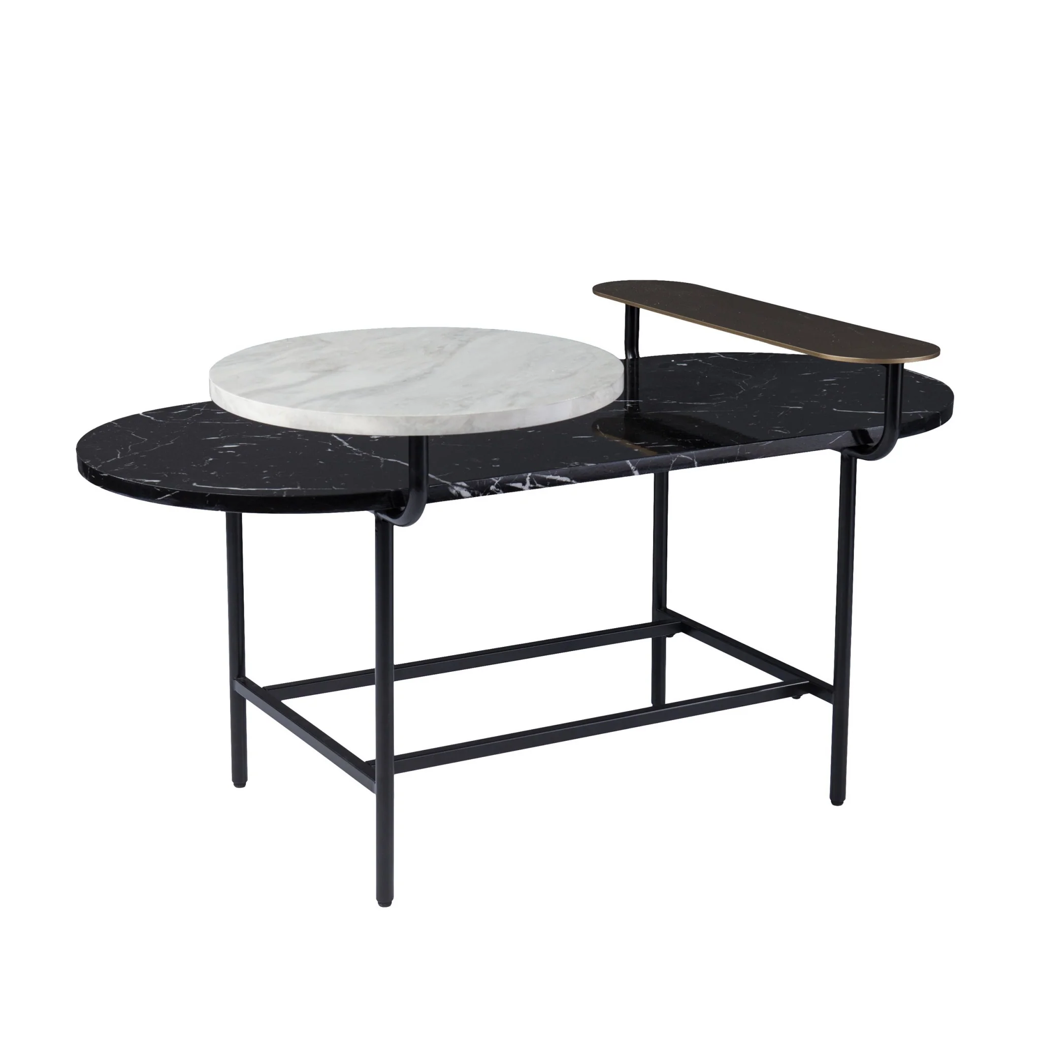 42" Black Manufactured Wood And Metal Free Form Coffee Table By Homeroots - Image 7