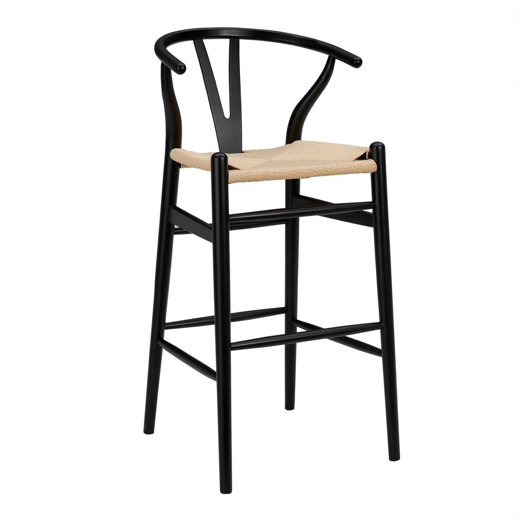 42" Black Solid Wood and Natural Counter Stool By Homeroots - Image 2