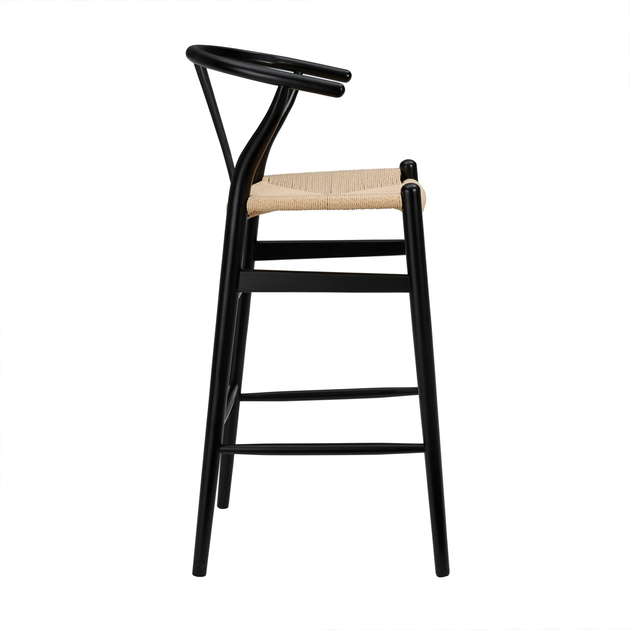 42" Black Solid Wood and Natural Counter Stool By Homeroots - Image 3