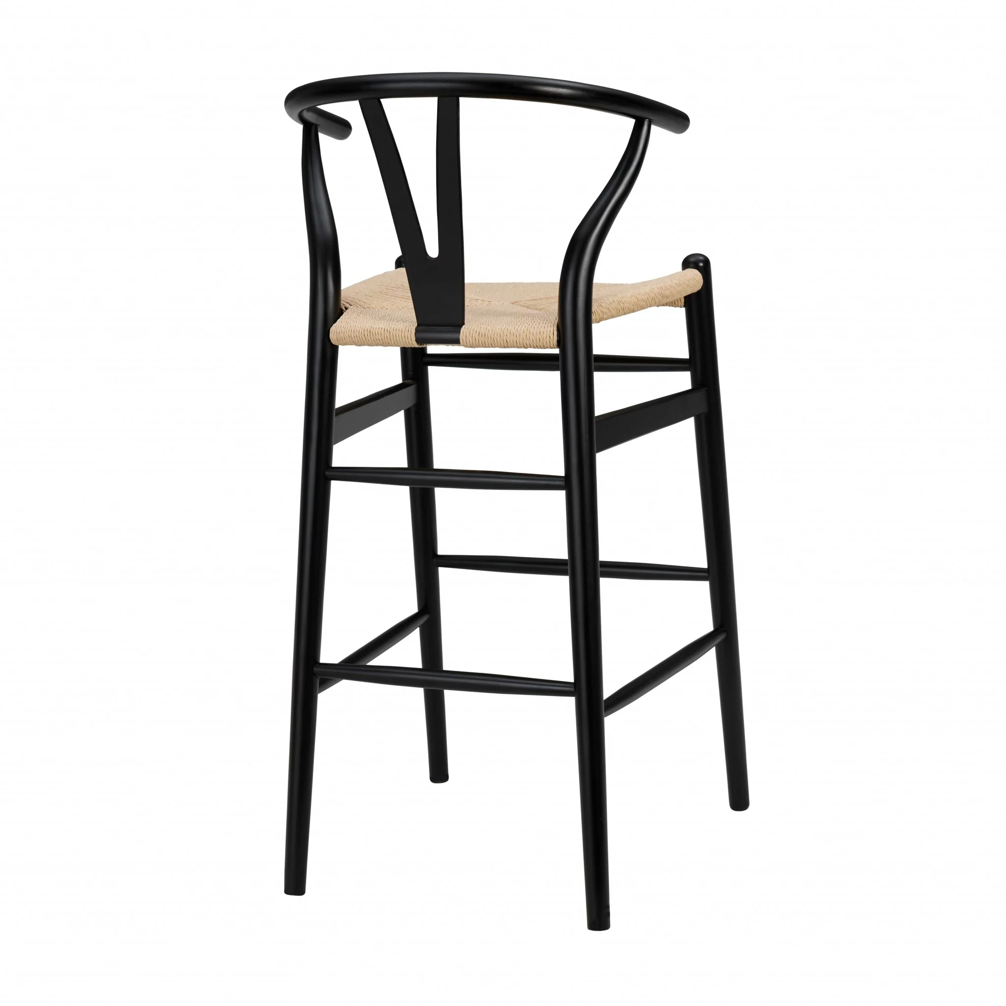 42" Black Solid Wood and Natural Counter Stool By Homeroots - Image 4