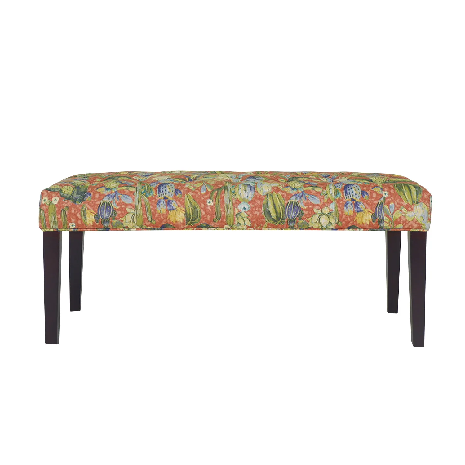 42" Brown And Green Succulent Floral Upholstered Bench By Homeroots - Image 2