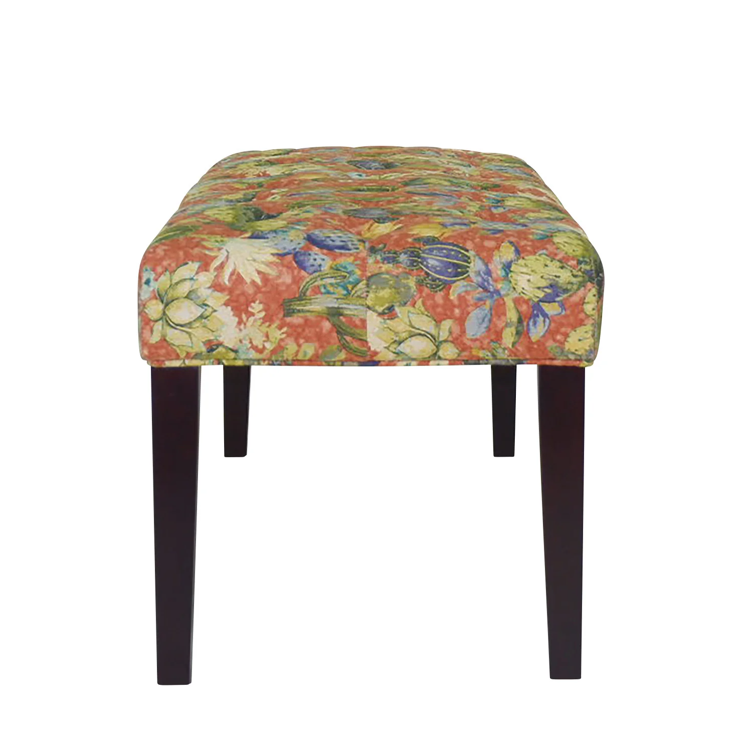 42" Brown And Green Succulent Floral Upholstered Bench By Homeroots - Image 4