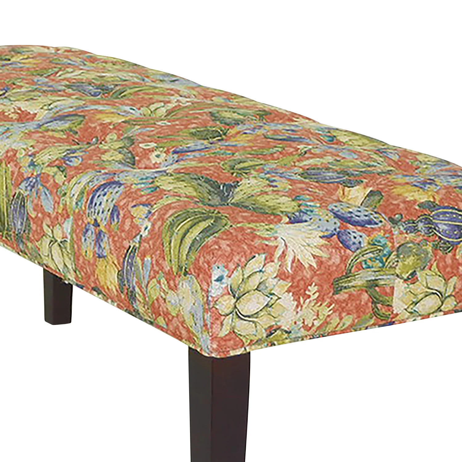 42" Brown And Green Succulent Floral Upholstered Bench By Homeroots - Image 5