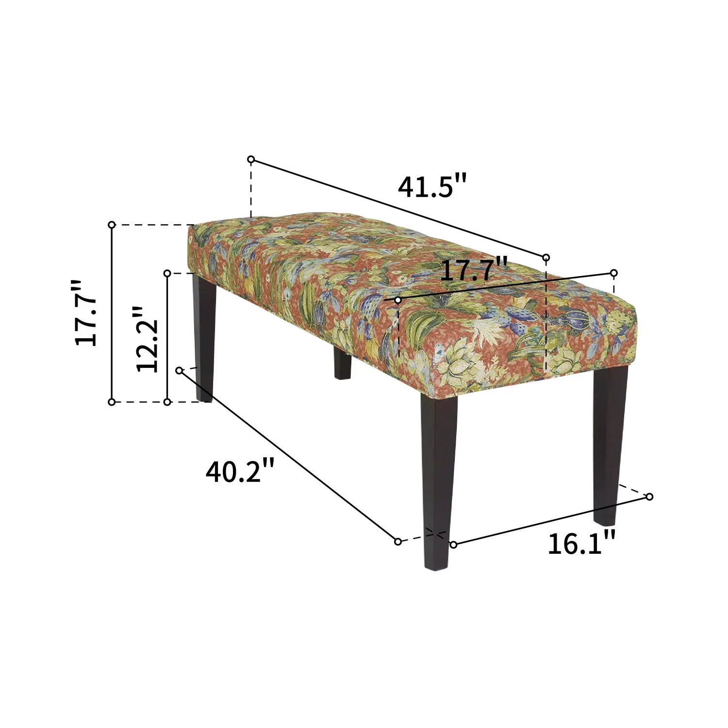42" Brown And Green Succulent Floral Upholstered Bench By Homeroots - Image 8