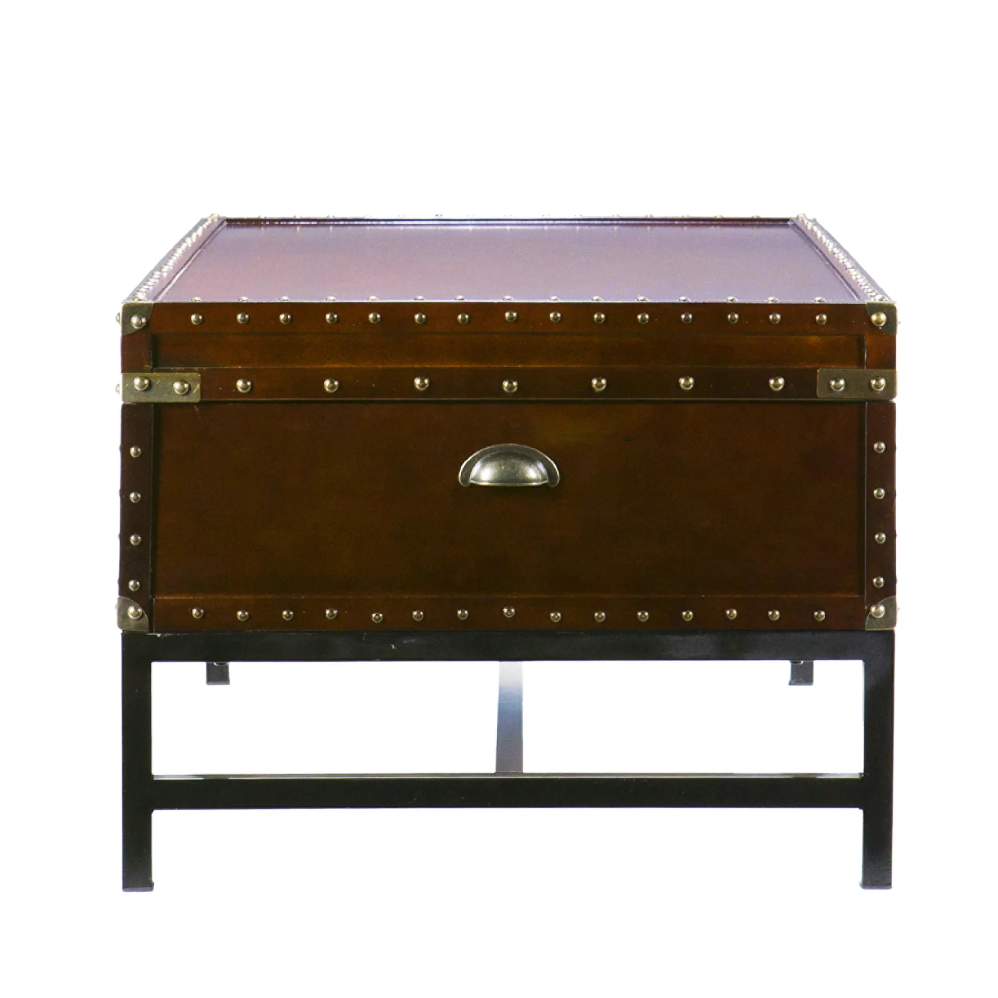 42" Brown Manufactured Wood And Metal Rectangular Coffee Table By Homeroots - Image 2