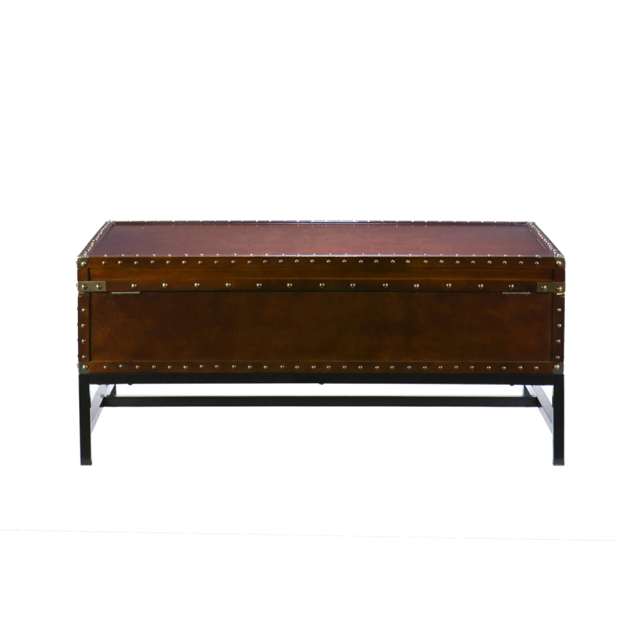 42" Brown Manufactured Wood And Metal Rectangular Coffee Table By Homeroots - Image 3